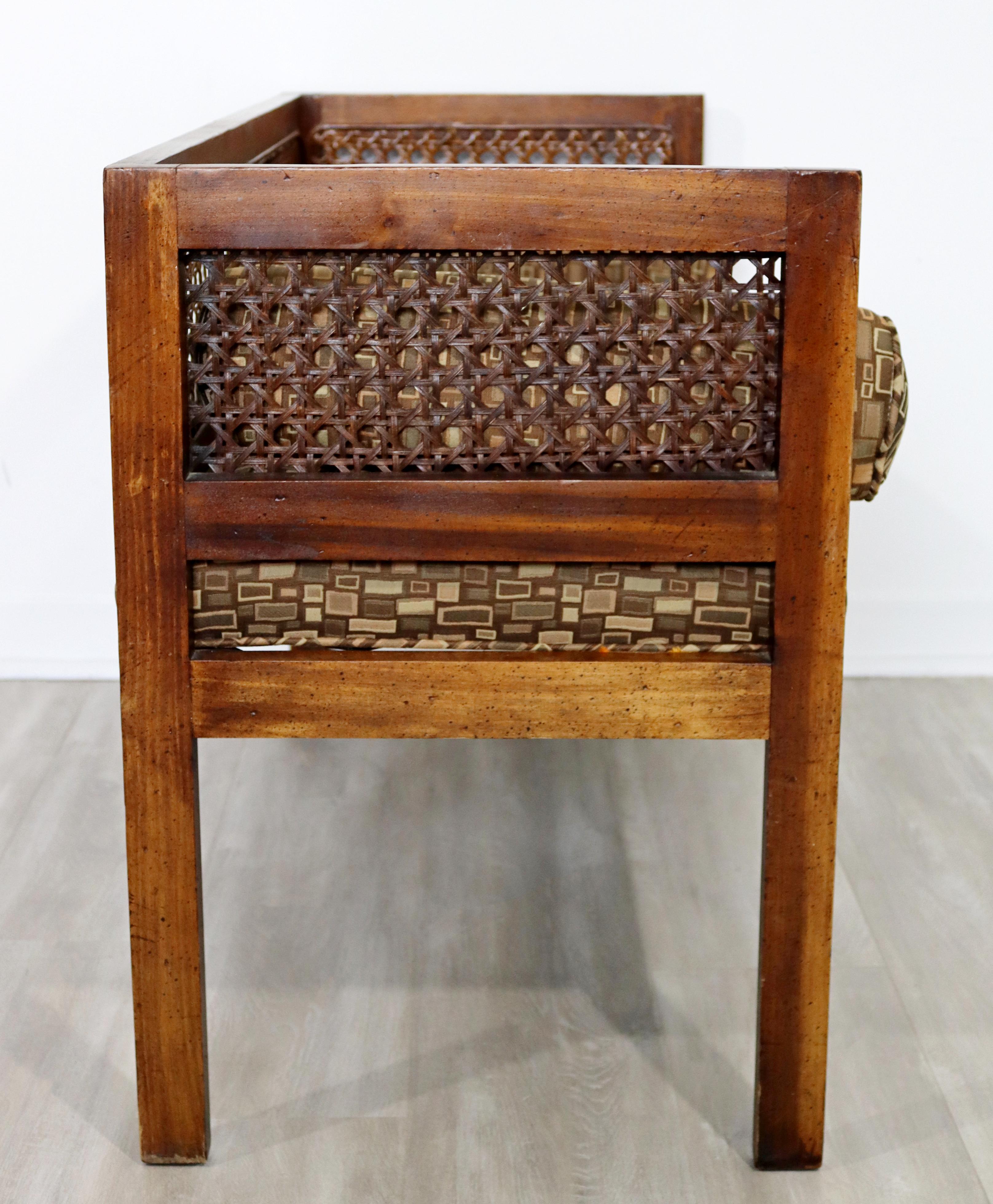Mid-20th Century Mid-Century Modern Wood Foyer Bench Seat Setee with Cane Rattan, 1960s