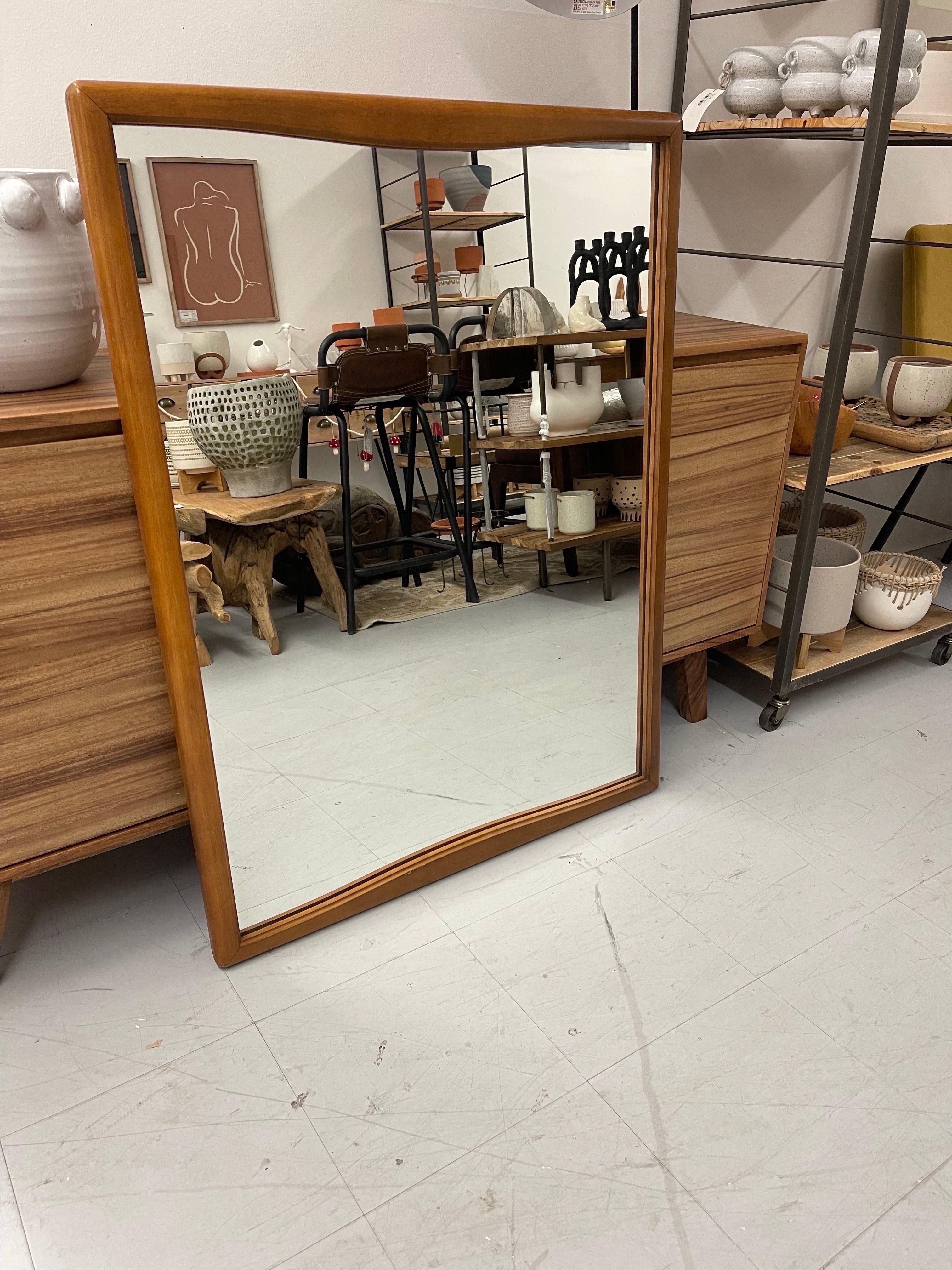 Late 20th Century Mid-Century Modern Wood Framed Mirror For Sale