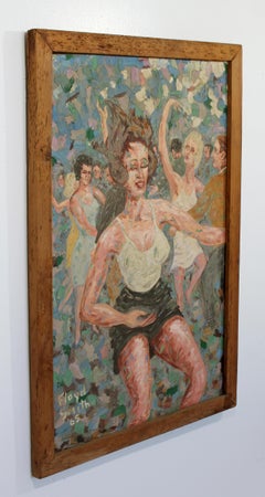 Mid-Century Modern Wood Framed Oil on Canvas Painting Signed Floyd Smith, 1965