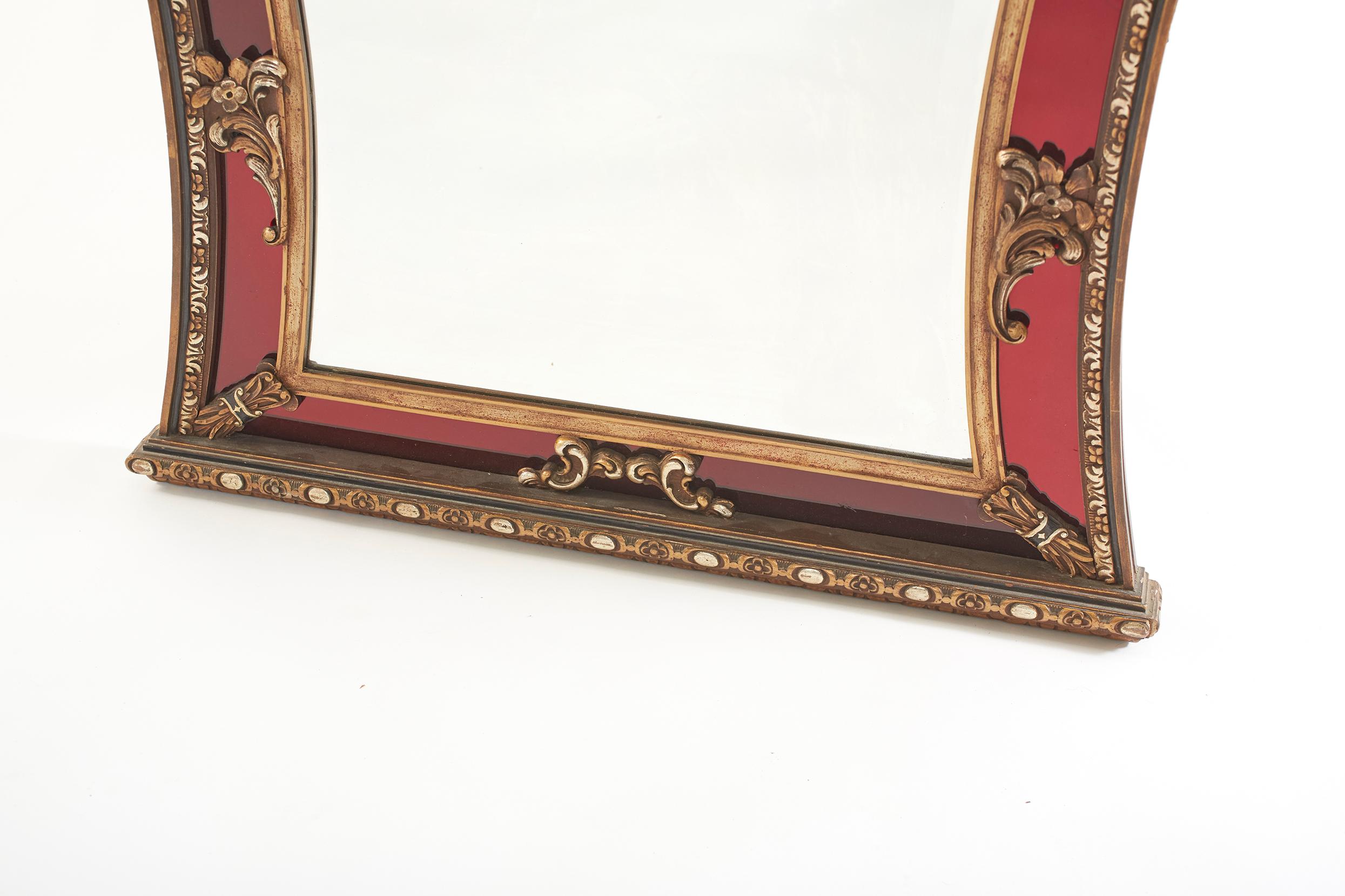 Italian Mid-Century Modern Wood Framed Wall Mirror For Sale