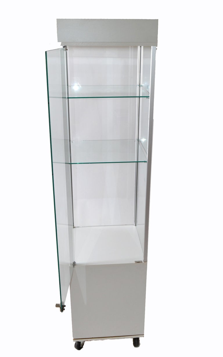 MidCentury Modern Wood and Glass Showcase, Display Storage