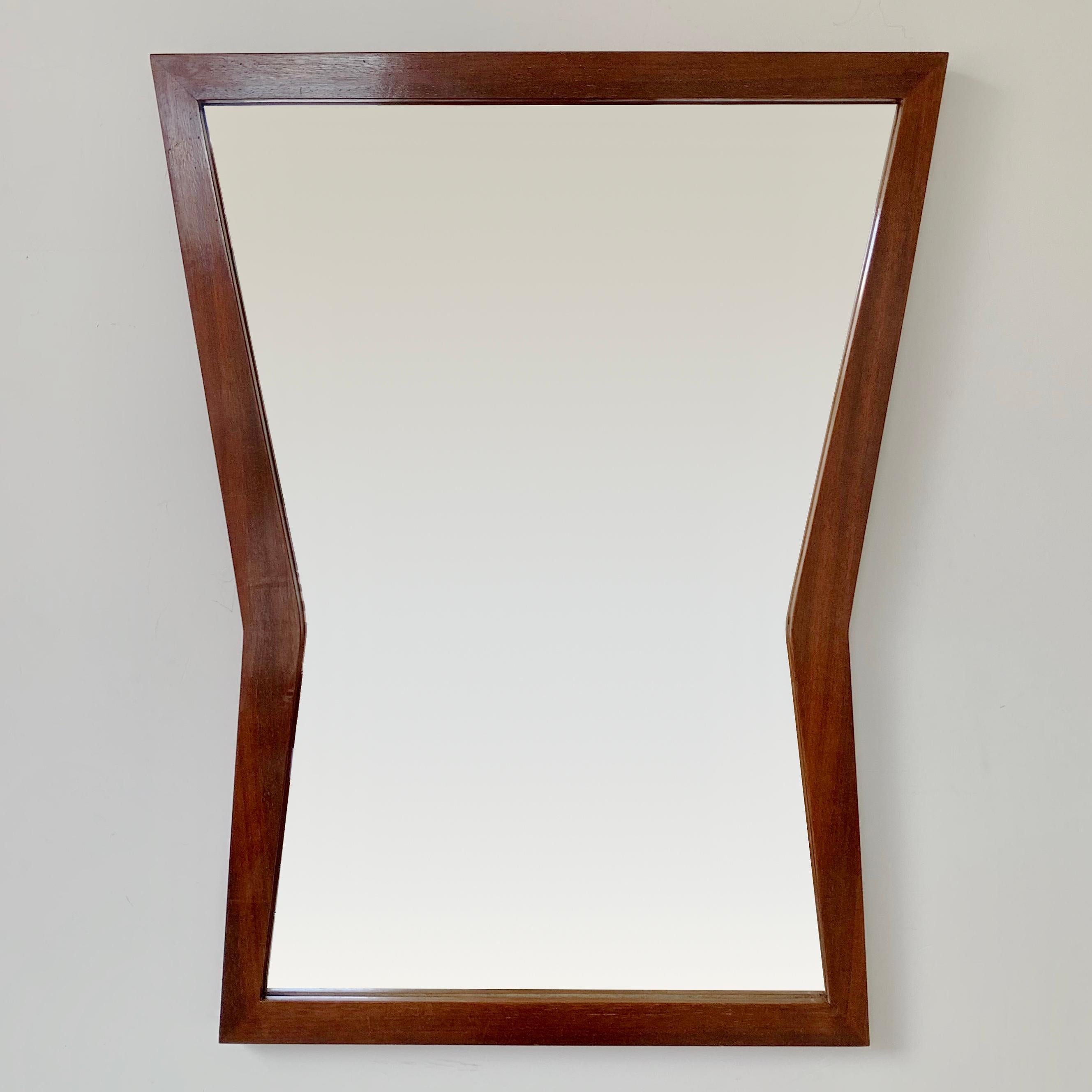 Italian Mid-Century Modern Wood Mirror, circa 1960. For Sale 6