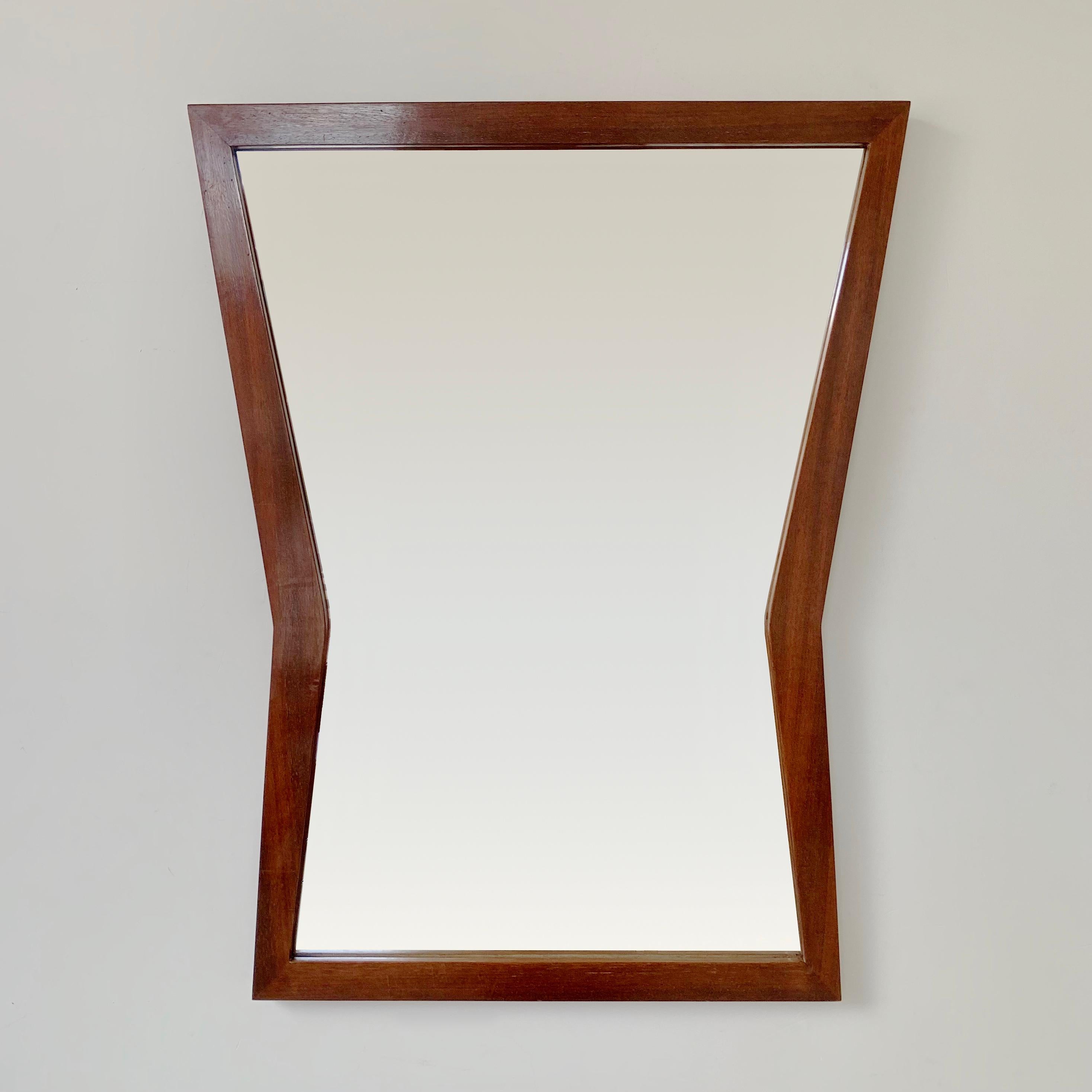 Italian Mid-Century Modern Wood Mirror, circa 1960. For Sale 9
