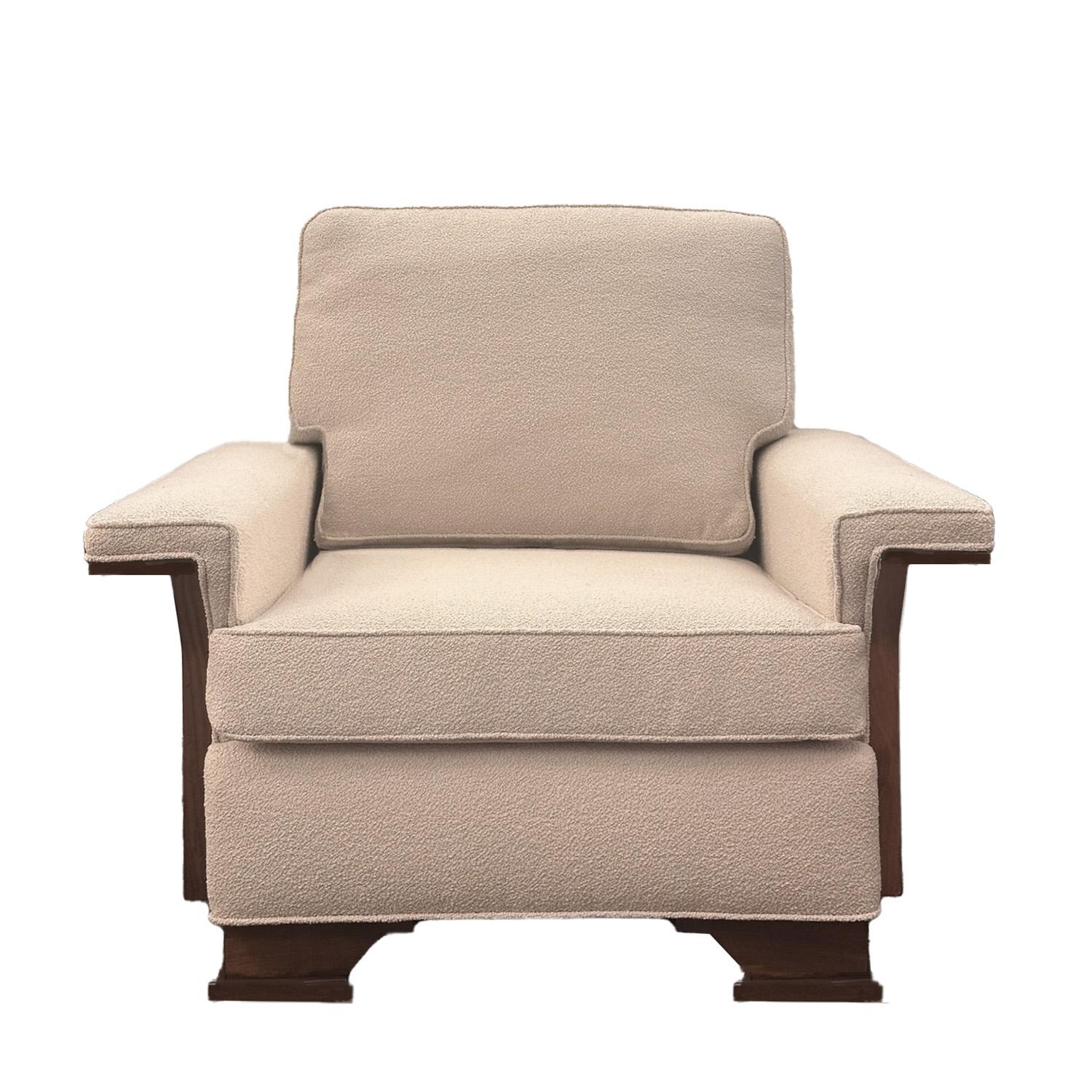 Hand-Crafted Italian Mid-Century Modern Wood Paneled Club Chairs For Sale