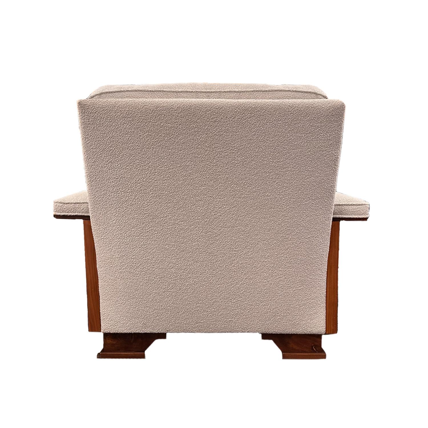 Fabric Italian Mid-Century Modern Wood Paneled Club Chairs For Sale
