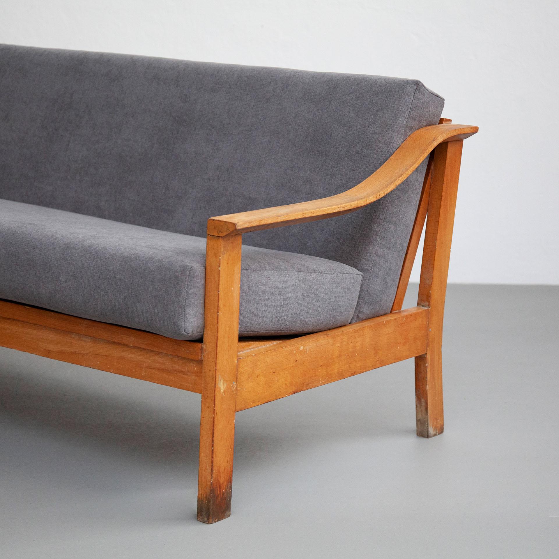 Mid-Century Modern Wood Scandinavian Sofa, circa 1950 9
