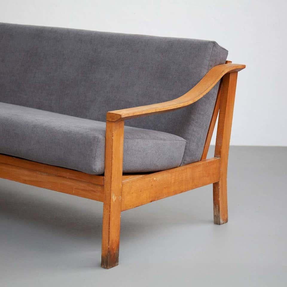 Mid-Century Modern Wood Scandinavian Sofa, circa 1950 For Sale 9