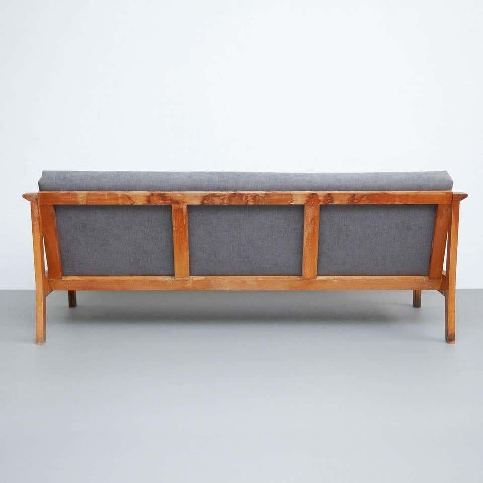 Mid-Century Modern Wood Scandinavian Sofa, circa 1950 For Sale 12