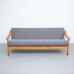 Mid-Century Modern Wood Scandinavian Sofa, circa 1950