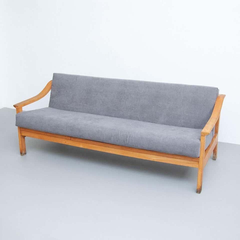 Mid-20th Century Mid-Century Modern Wood Scandinavian Sofa, circa 1950 For Sale
