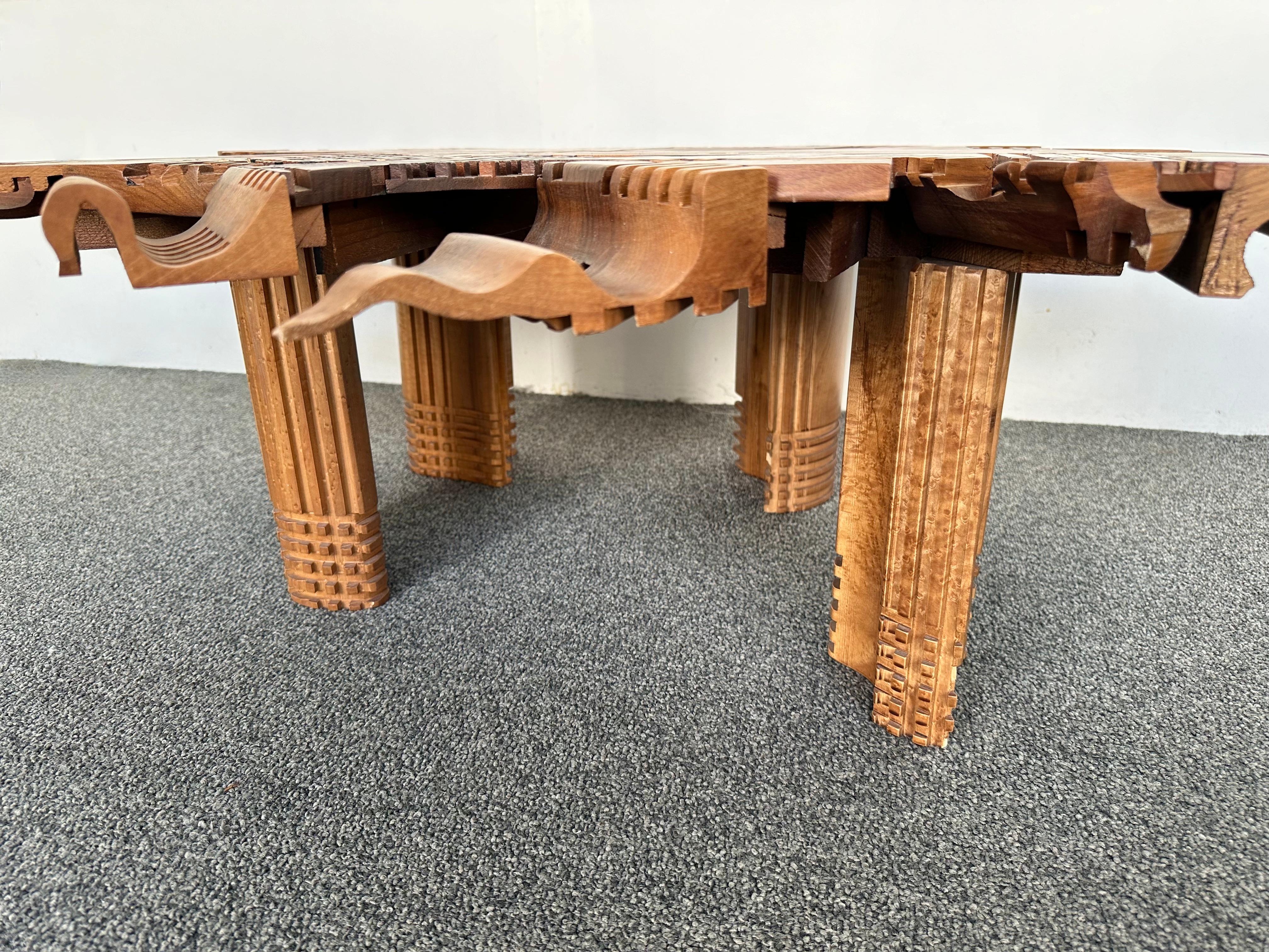 Moderner Couchtisch aus Holzskulptur aus der Mitte des Jahrhunderts von Gianni Arosio. Italien, 1990er Jahre im Angebot 5