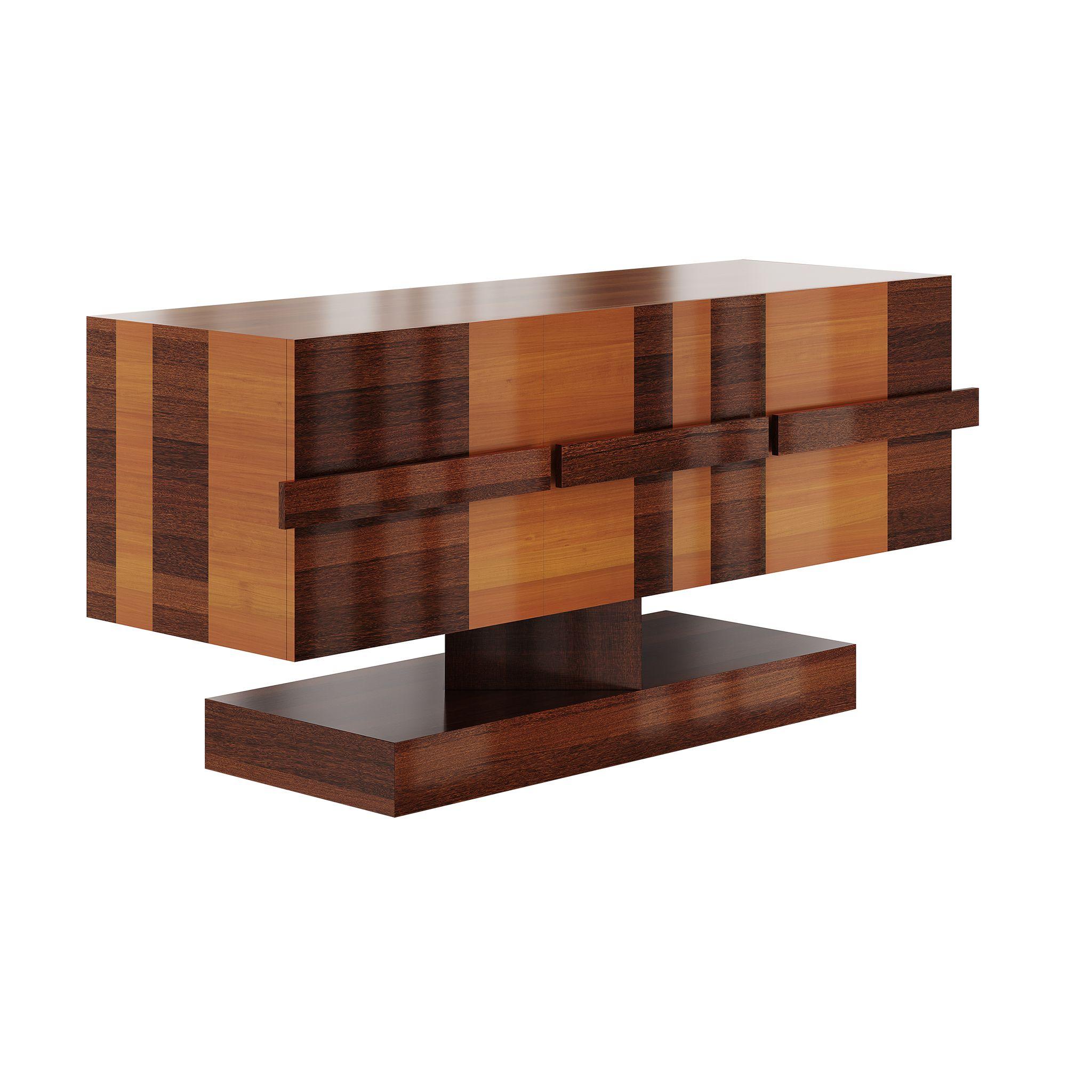 Mid-Century Modern Wood Sideboard 3 Drawers Cherry Wood Veneer Marquetry
The Emma Cabinet is a masterpiece of craftsmanship, blending clean aesthetics with sophisticated design. Handcrafted with passion and precision, this mid-century modern
