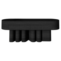 Mid-Century Modern Wood Sideboard Drawers Black Wenge Veneer