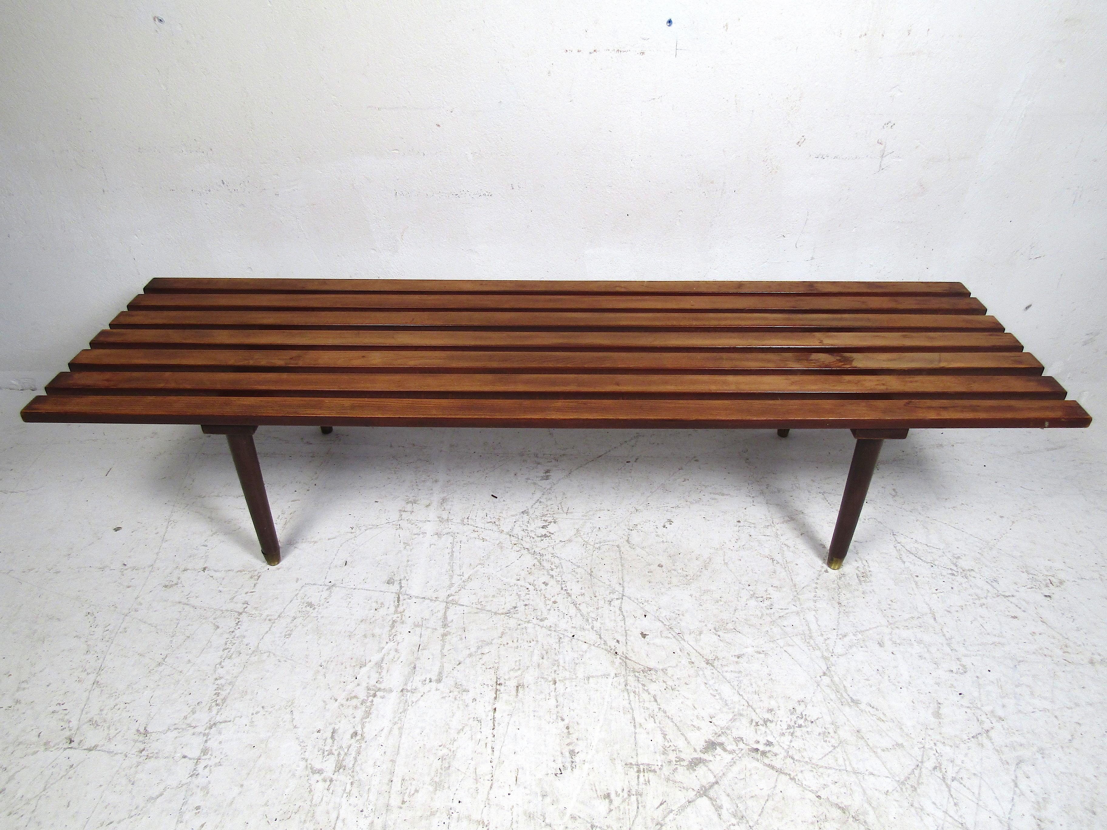 slat bench mid century