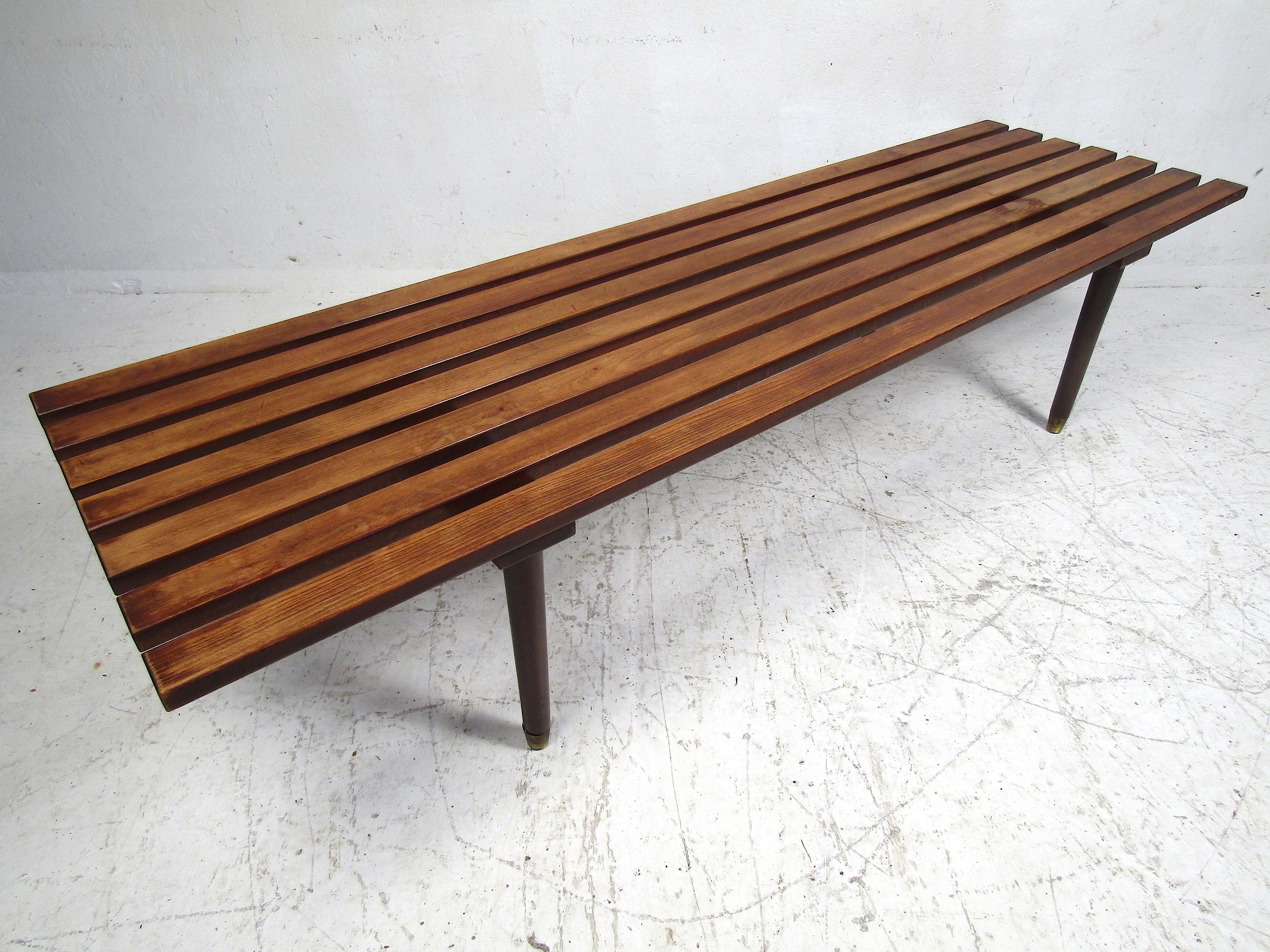 mid century slatted bench