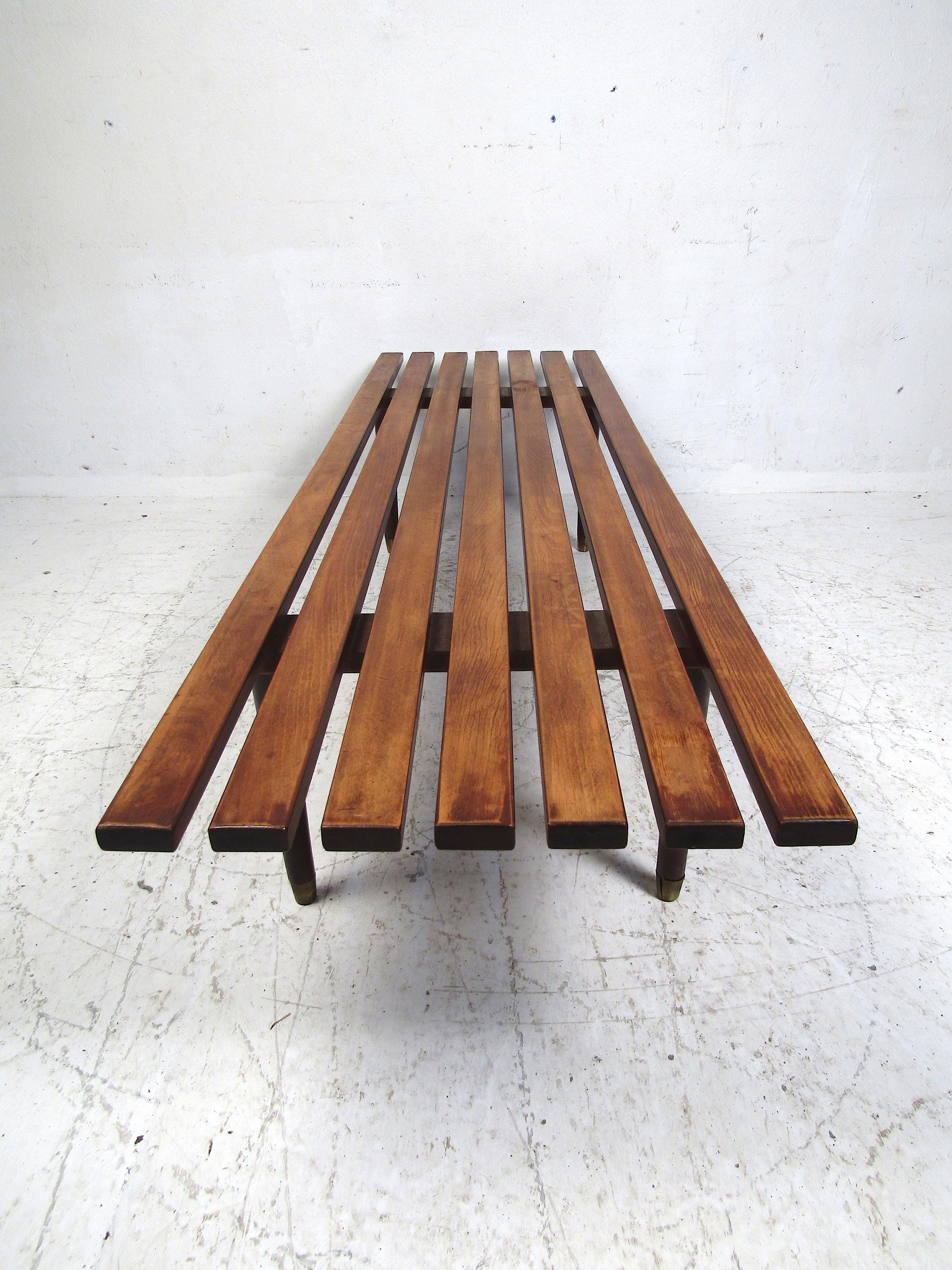 mid century modern slat bench
