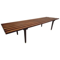 Mid-Century Modern Wood Slat Bench