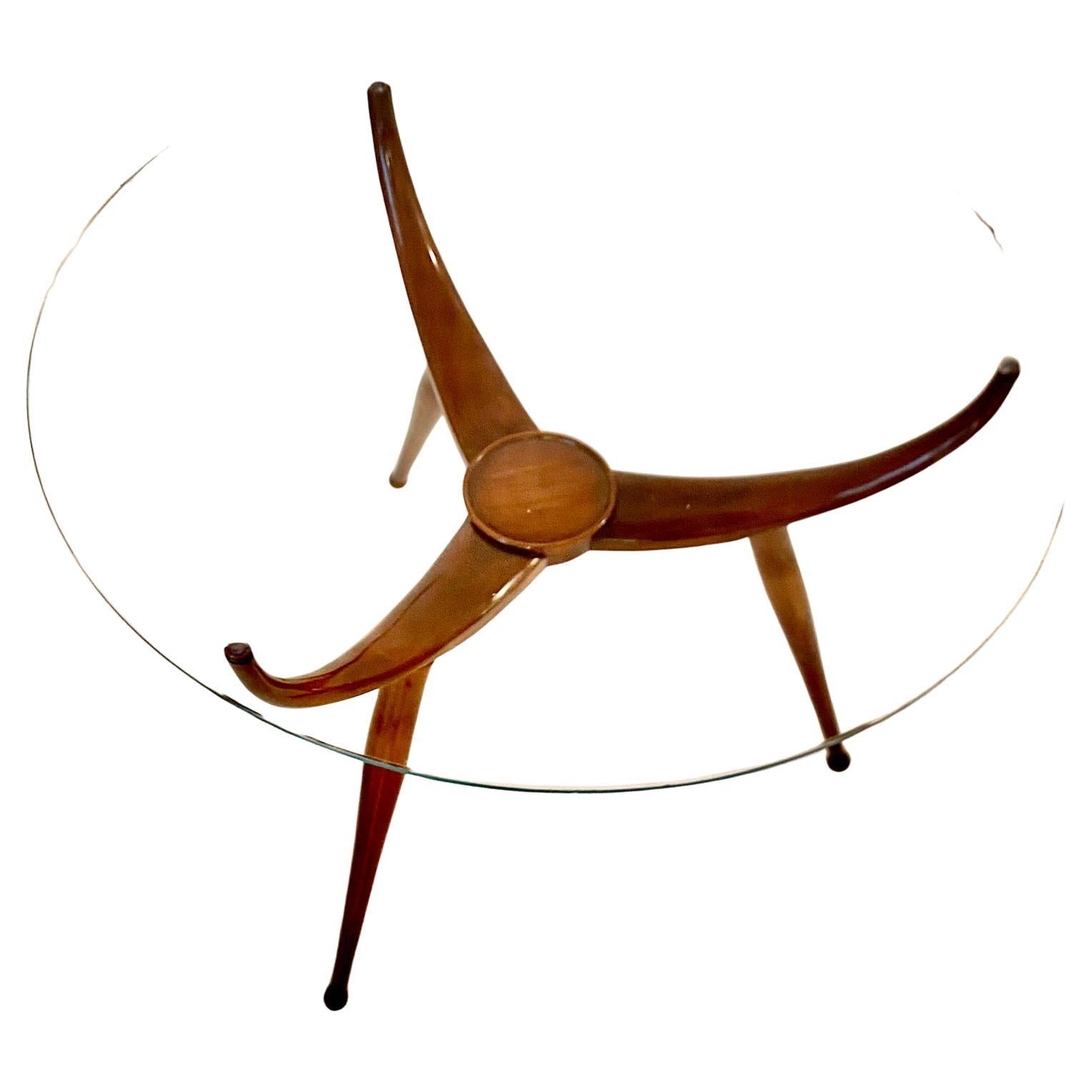 Moderner Spinnentisch aus Holz aus der Mitte des Jahrhunderts, im Stil von Carlo De Carli, Italien 1950er Jahre (Moderne der Mitte des Jahrhunderts) im Angebot