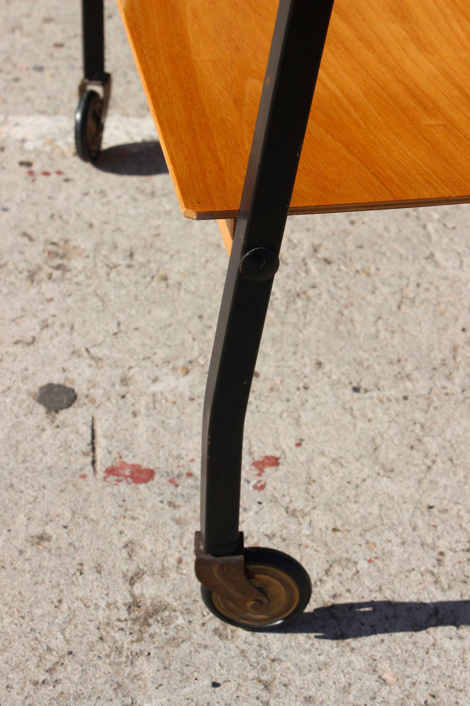 Mid-century modern wood & steel sewing side table  For Sale 6
