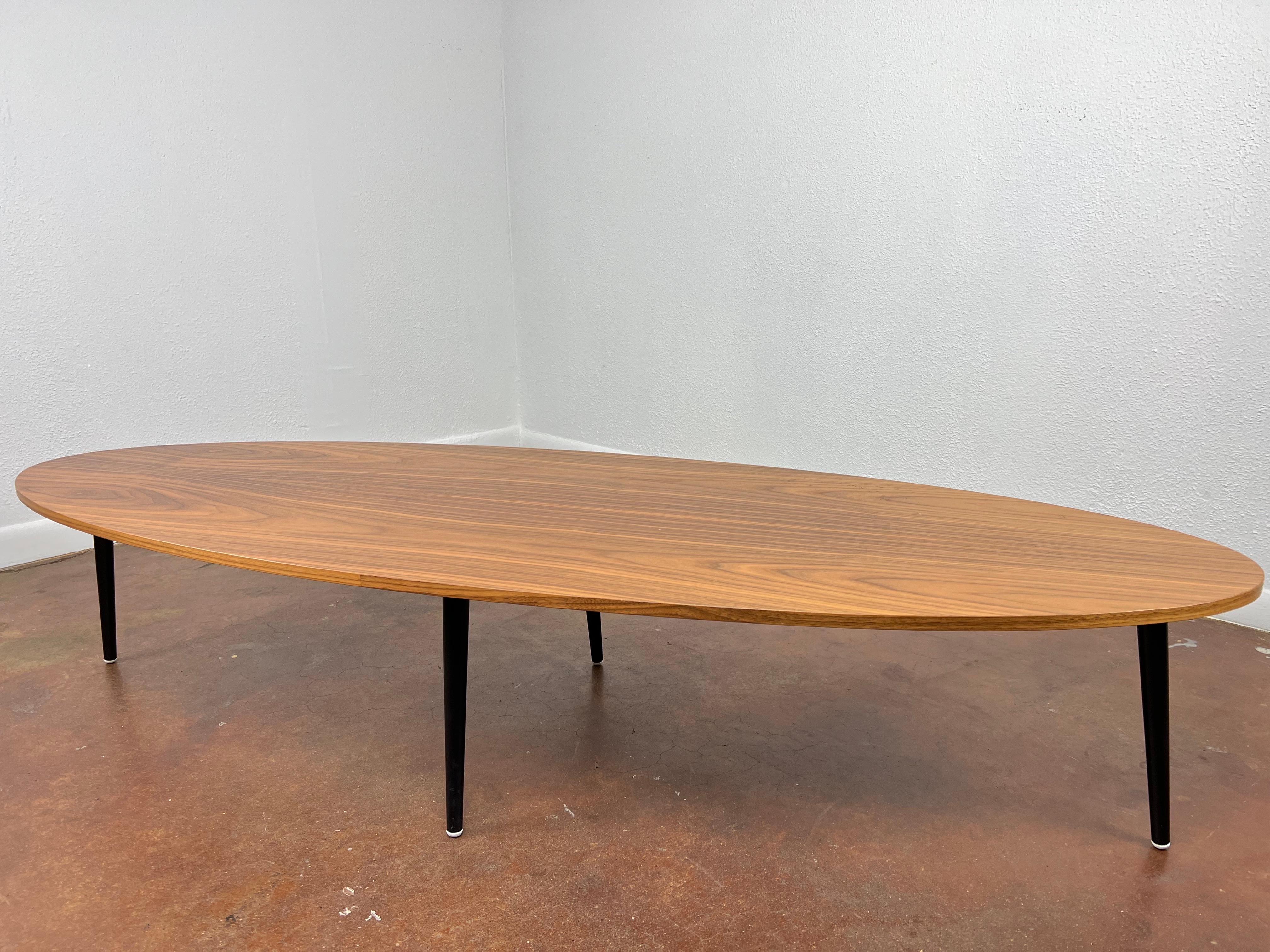 Contemporary Mid-Century Modern Wood Surfboard Coffee Table