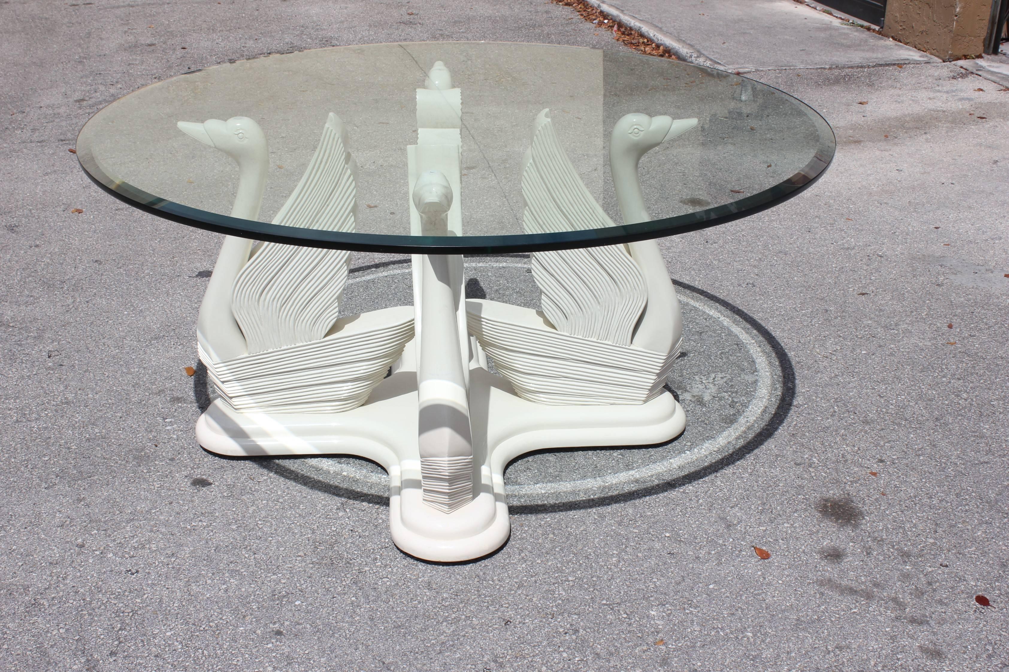 swan glass table