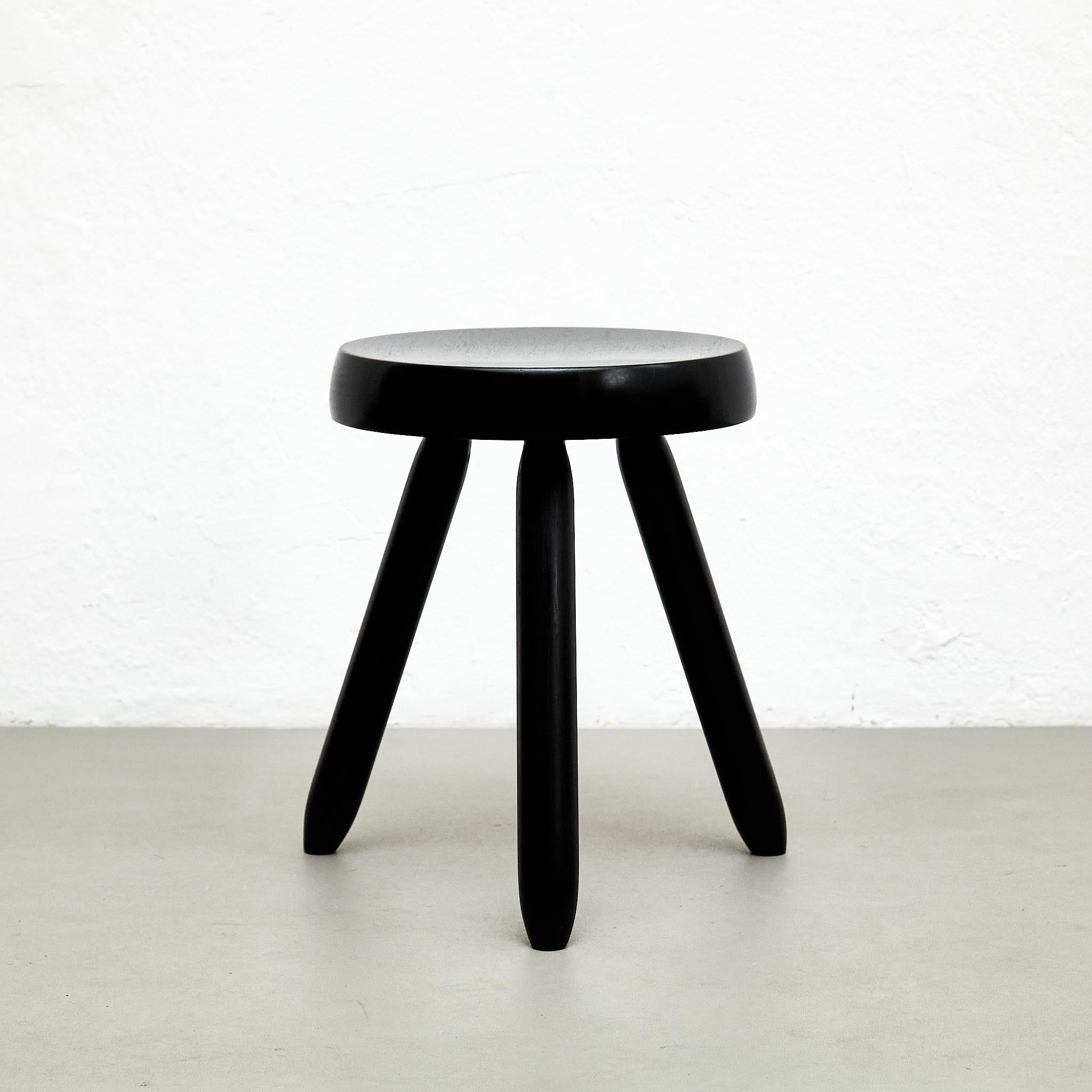 Mid-Century Modern Wood Tripod Stool in the Style of Charlotte Perriand For Sale 6