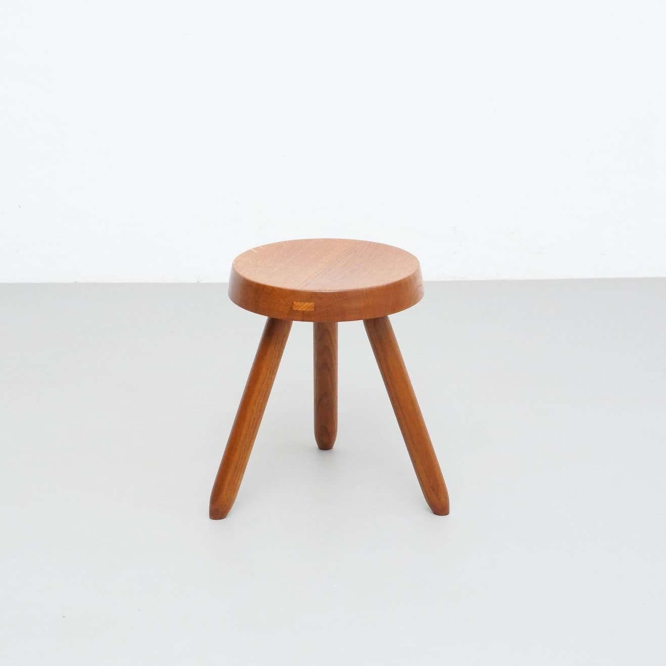 Mid-Century Modern Wood Tripod Stool in the Style of Charlotte Perriand 8