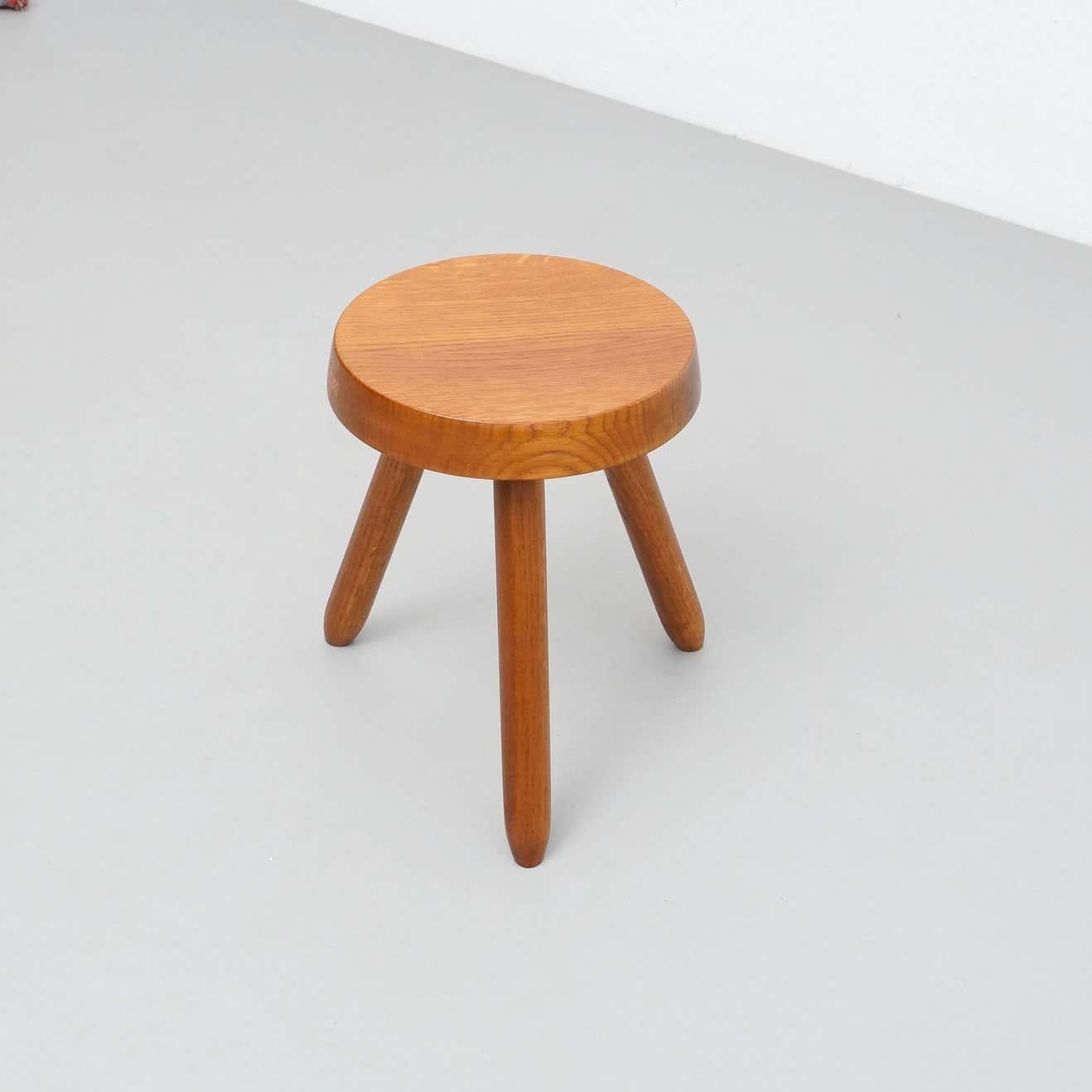 Mid-Century Modern Wood Tripod Stool in the Style of Charlotte Perriand 11