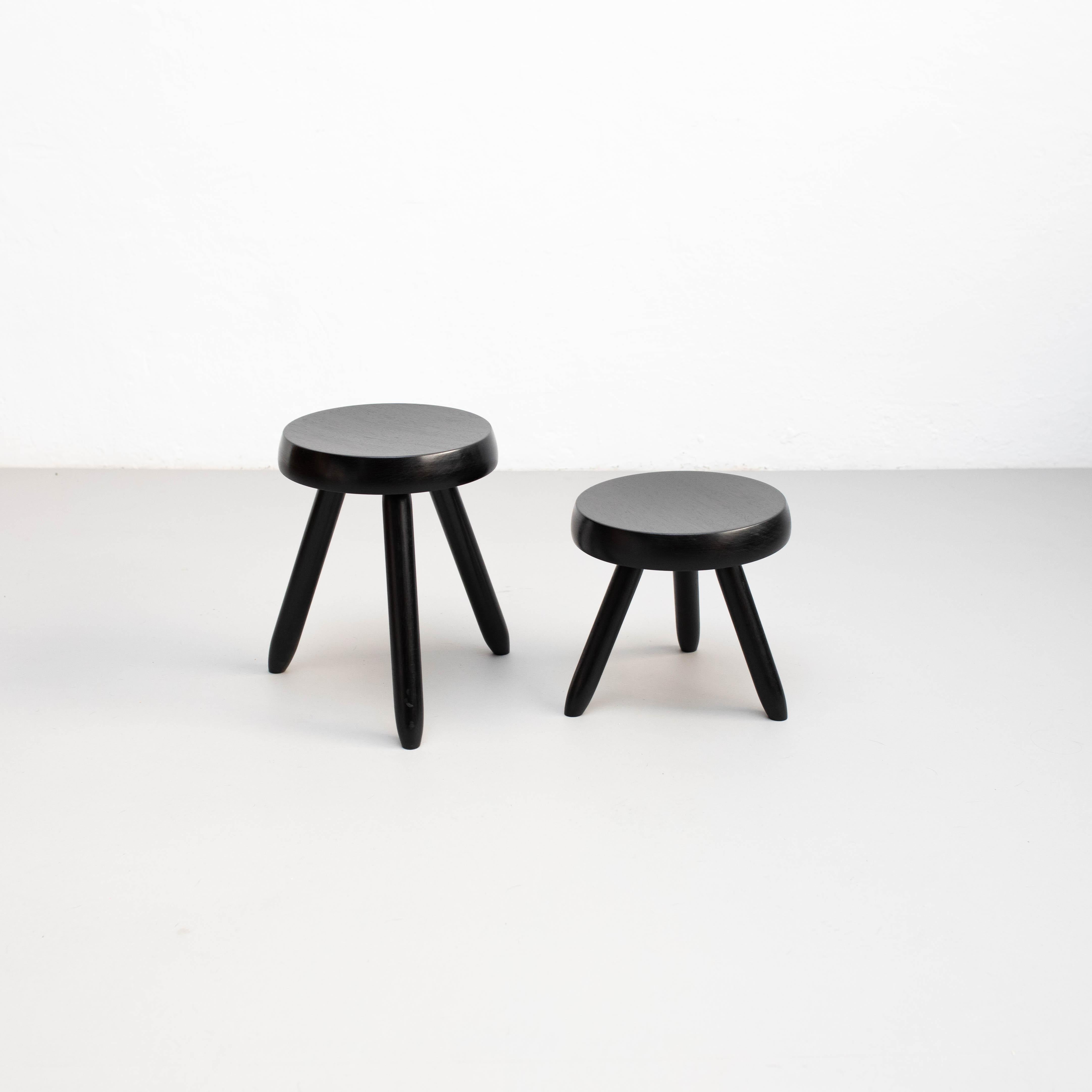 Set of Two Tripod Stool in the Style of Charlotte Perriand 2