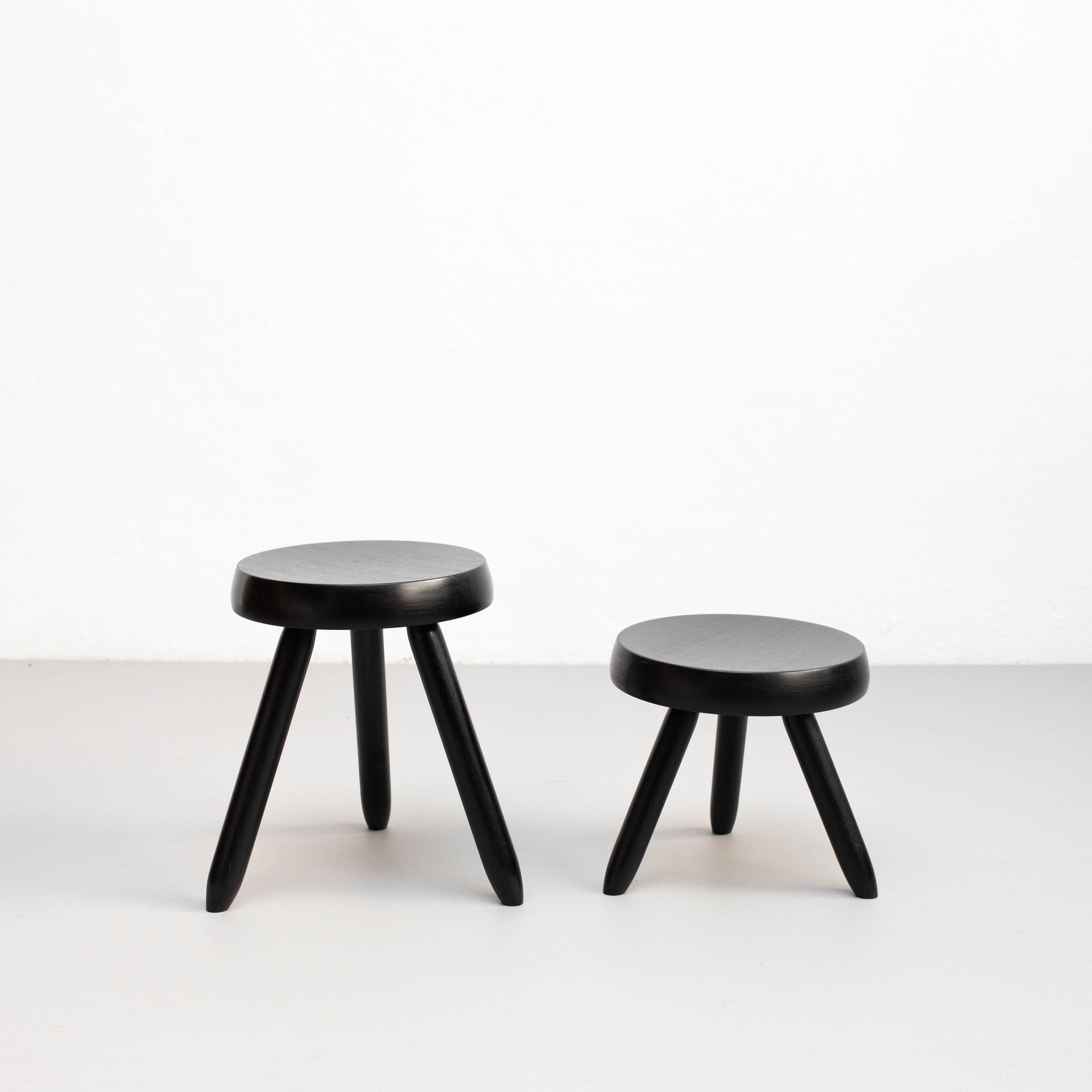 Mid-20th Century Set of Two Tripod Stool in the Style of Charlotte Perriand