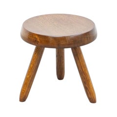 Mid-Century Modern Wood Tripod Stool in the Style of Charlotte Perriand