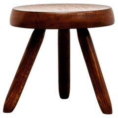 Used Mid-Century Modern Wood Tripod Stool in the Style of Charlotte Perriand