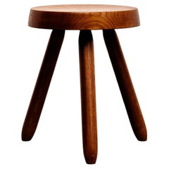 Vintage Mid-Century Modern Wood Tripod Stool in the Style of Charlotte Perriand