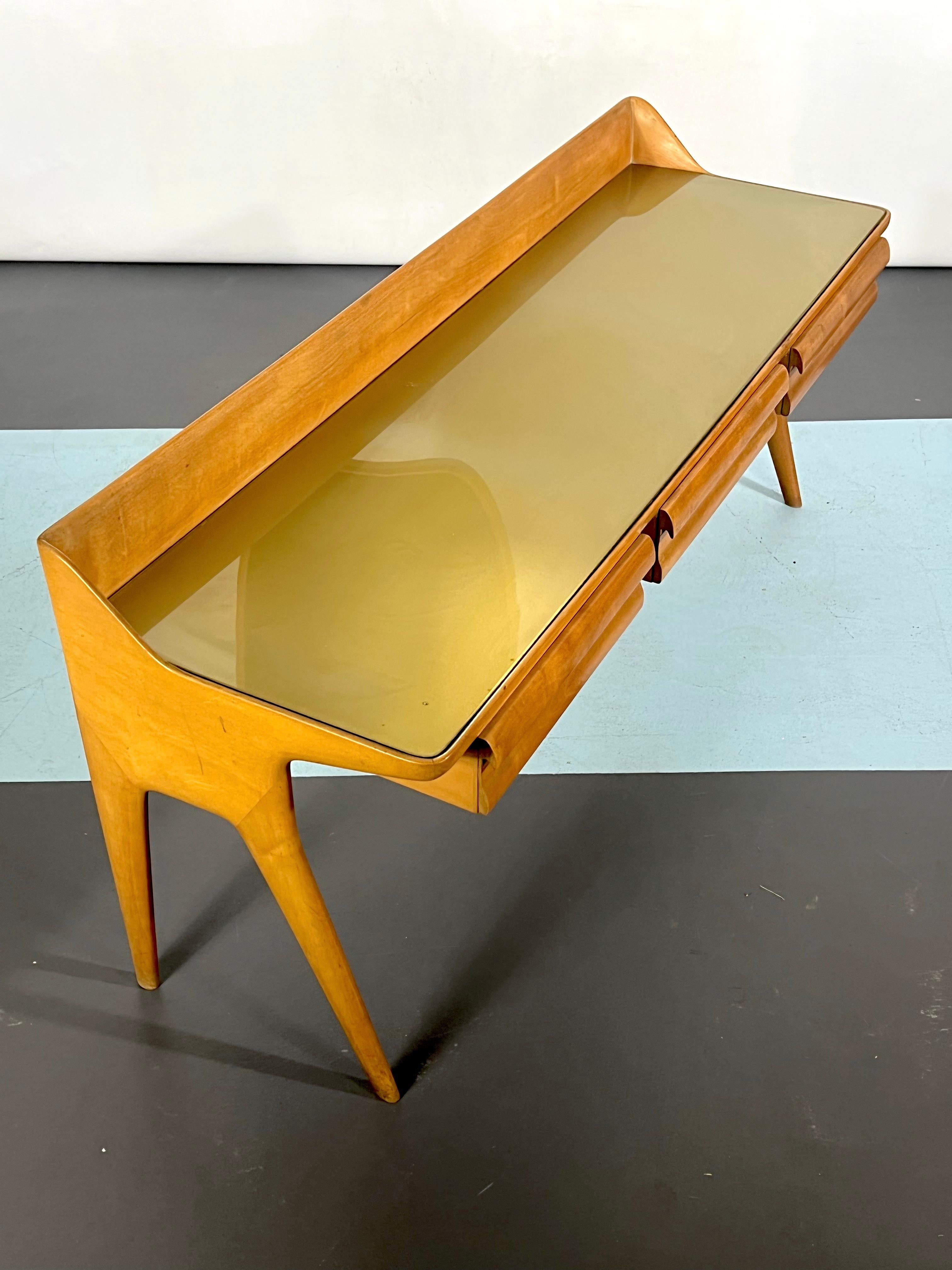 Mid-Century Modern Wood Vanity Table Set, Italy, 1950 For Sale 5