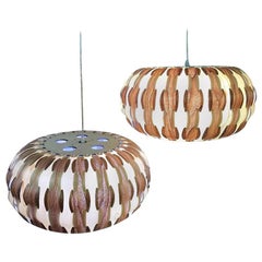 Mid-Century Modern Wood Veneer Interlaced Hanging Ceiling Pendant Light