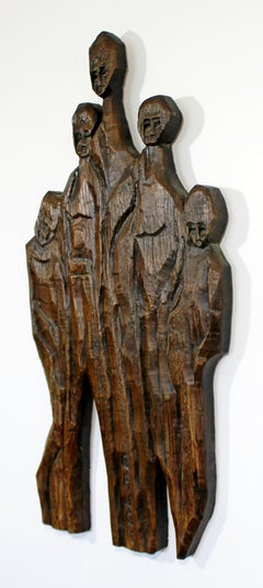 Mid-Century Modern Wood Wall Art Sculpture Relief Signed Jean Claude Gaugy 1960s