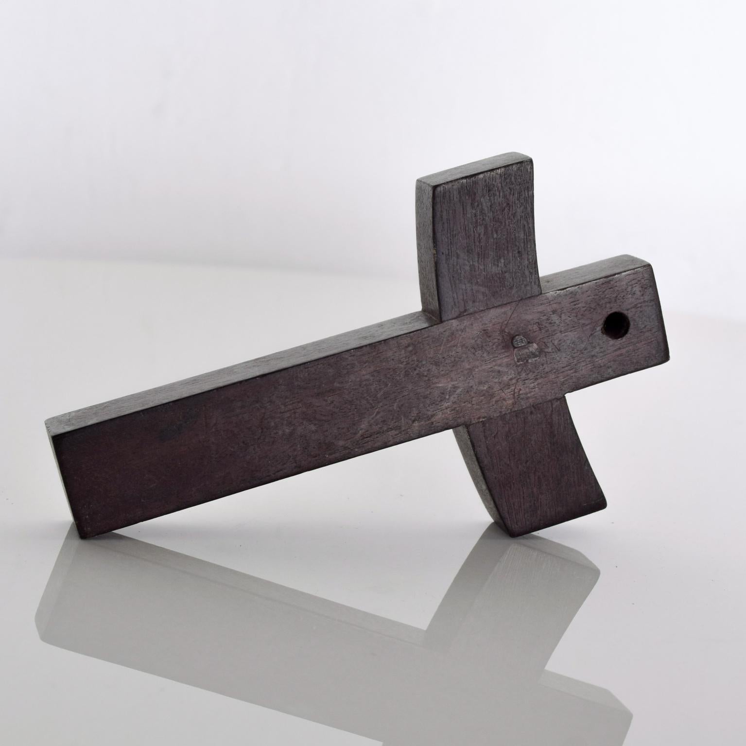 Mid-20th Century Mid-Century Modern Wood with Sterling Silver Cross, Mexico, 1940s