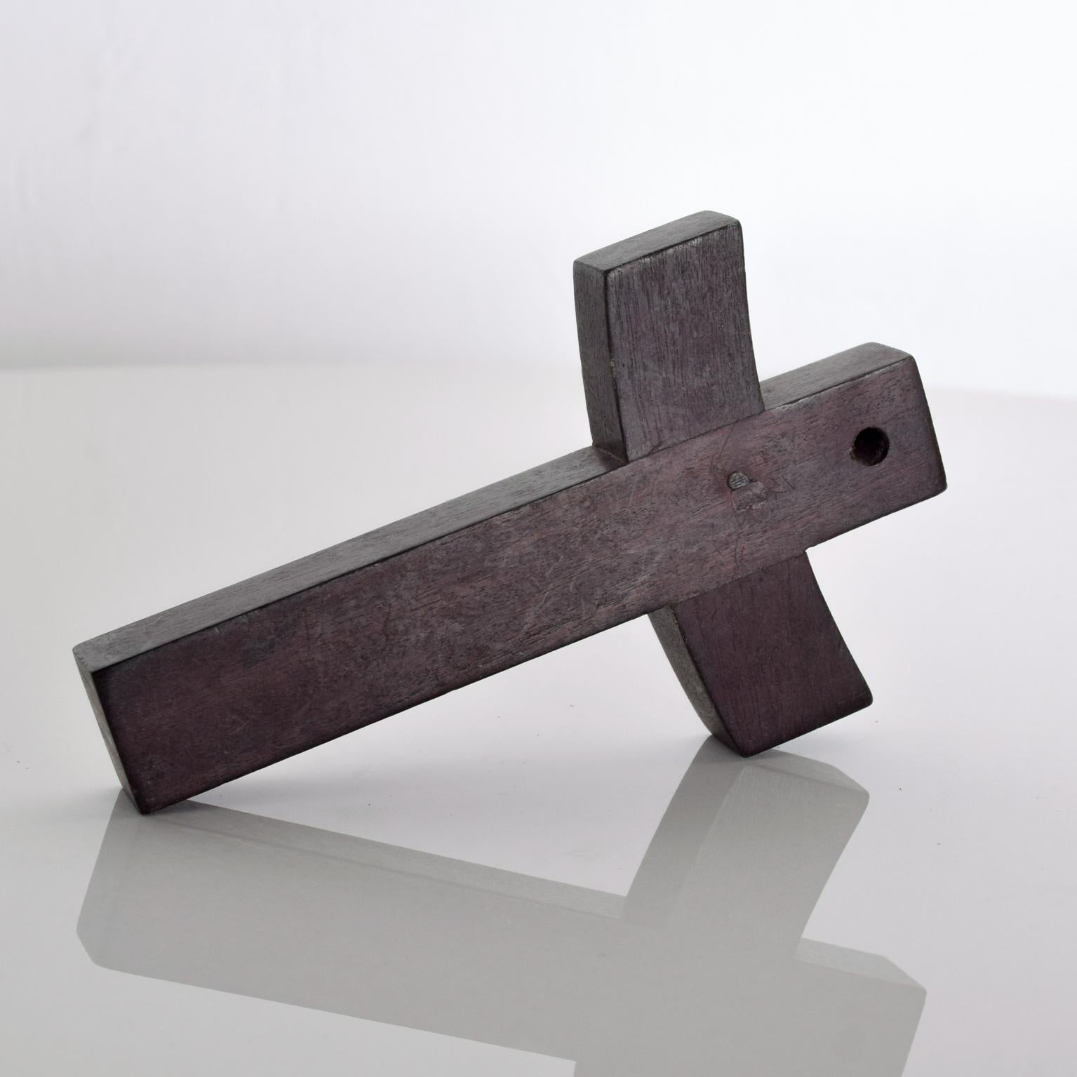 Mid-Century Modern Wood with Sterling Silver Cross, Mexico, 1940s 1