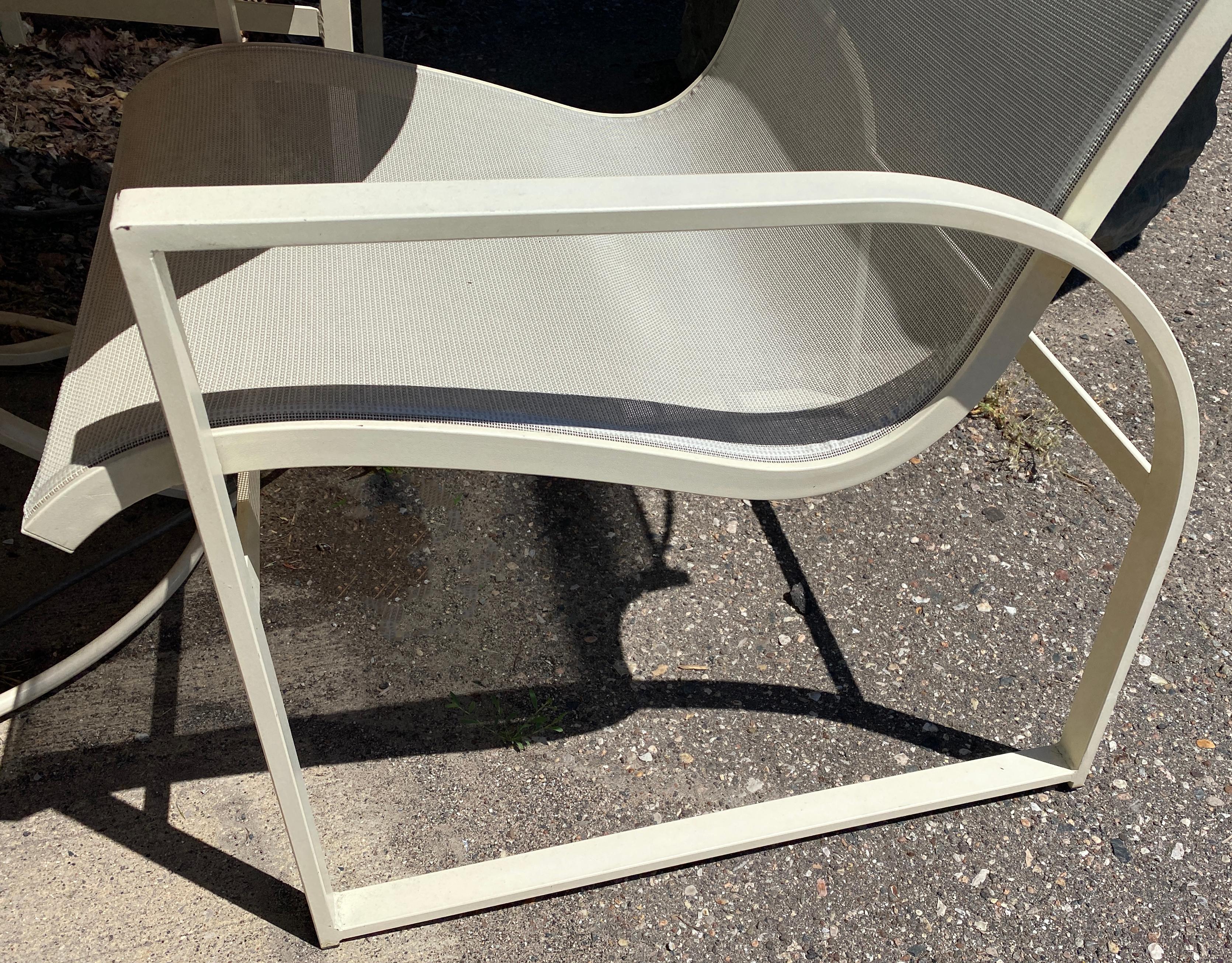 Metal Mid-Century Modern Woodard Margarita Patio Dining Set Table 4 Curved Chairs