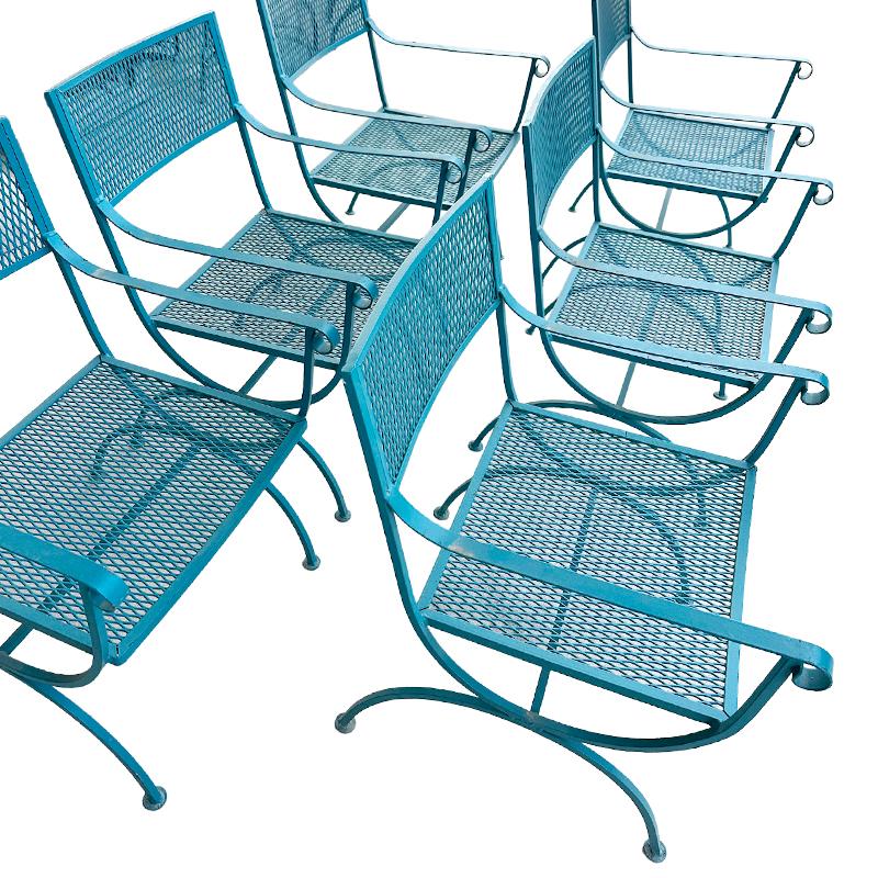 Juego de 6 sillas de exterior Woodard, modernas de mediados de siglo Moderno de mediados de siglo en venta