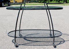 Mid-Century Modern Woodard Oval Two-Tier Tea Bar Serving Cart with Glass Shelf