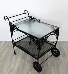 Mid-Century Modern Woodard Patio Bistro Wrought Iron Serving Bar Tea Cart