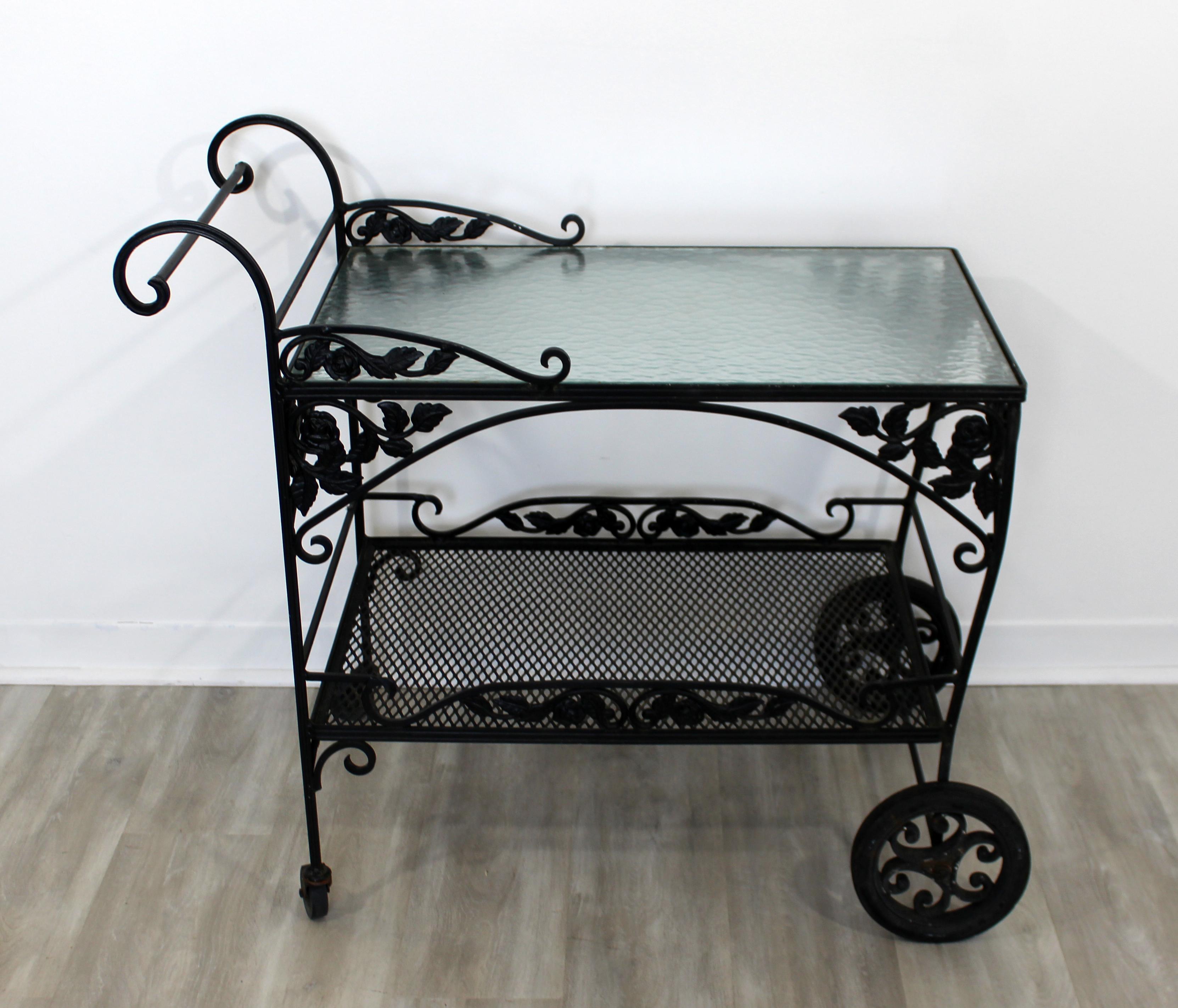 vintage wrought iron tea cart for sale