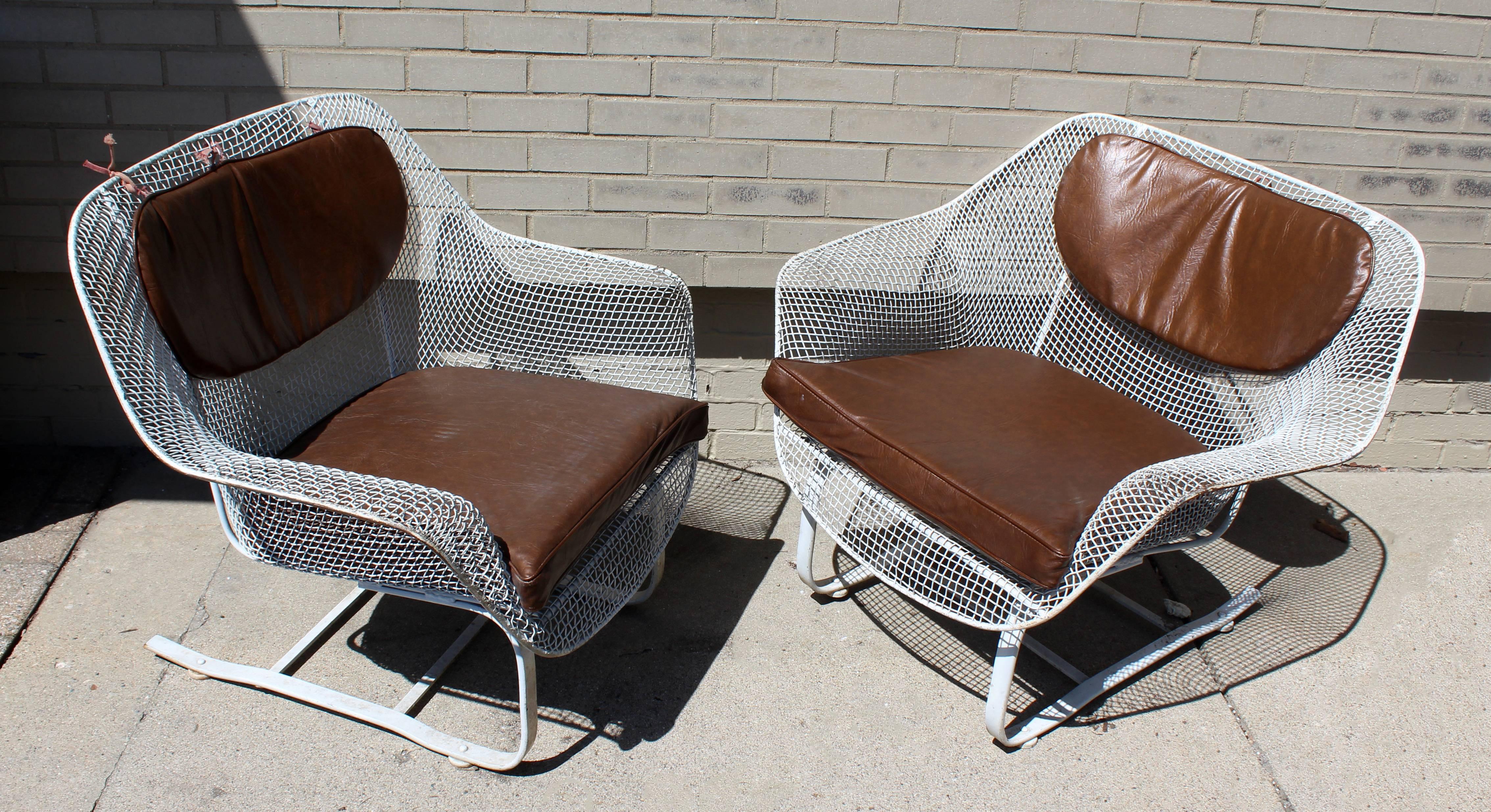 American Mid-Century Modern Woodard Sculptura Pair of Rare Patio Rocking Chairs