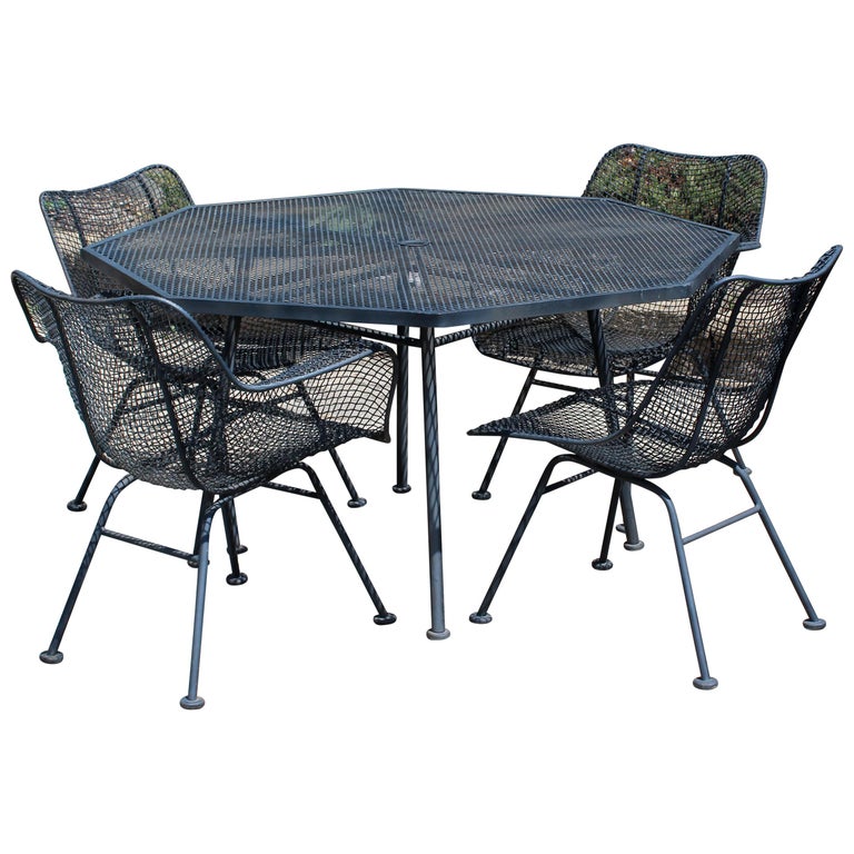 MidCentury Modern Woodard Sculptura Patio Set Table 4 Chairs