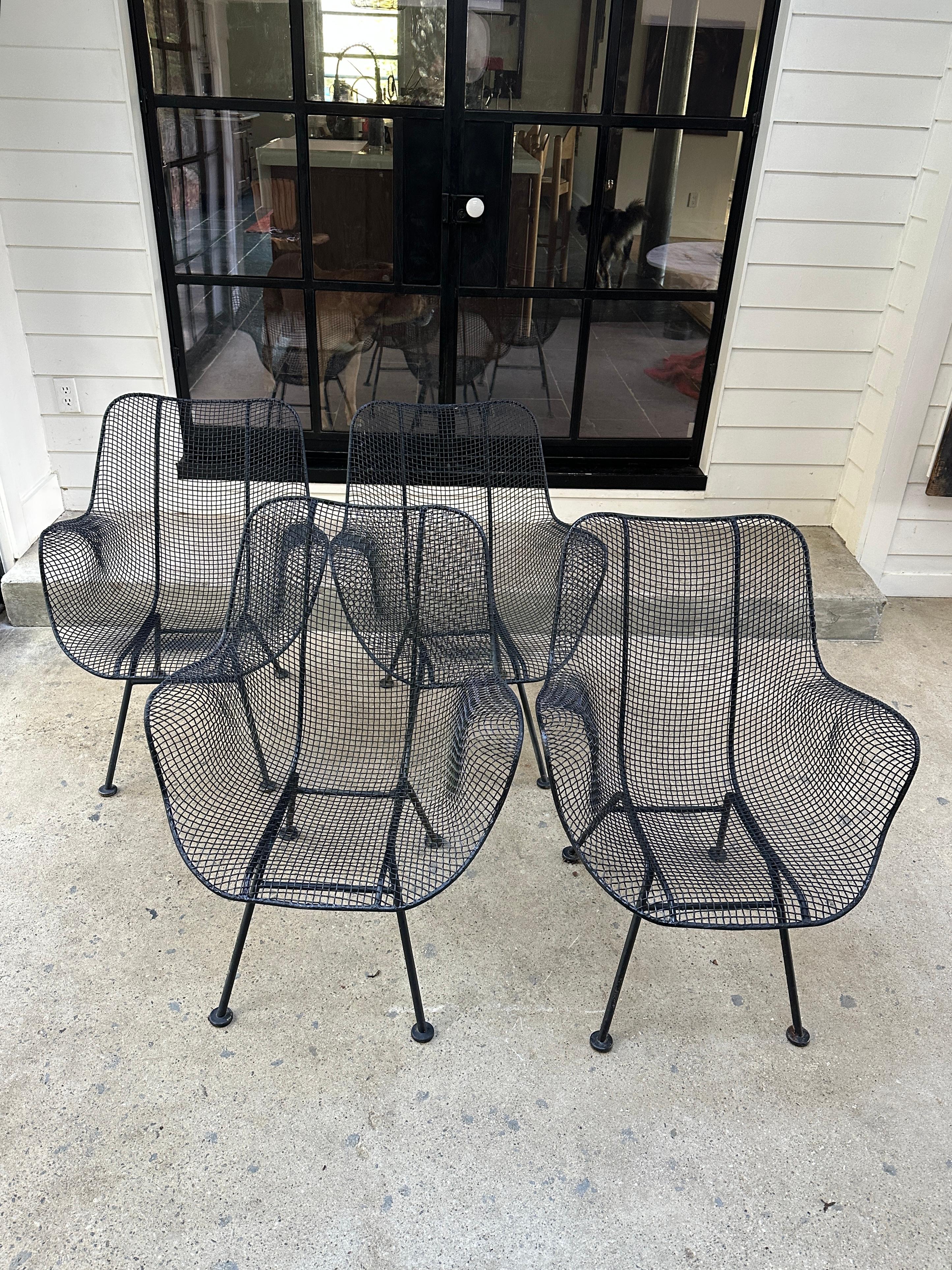 Mid-Century Modern Woodard Sculptura Patio Dining Chairs, set of 4 For Sale 1