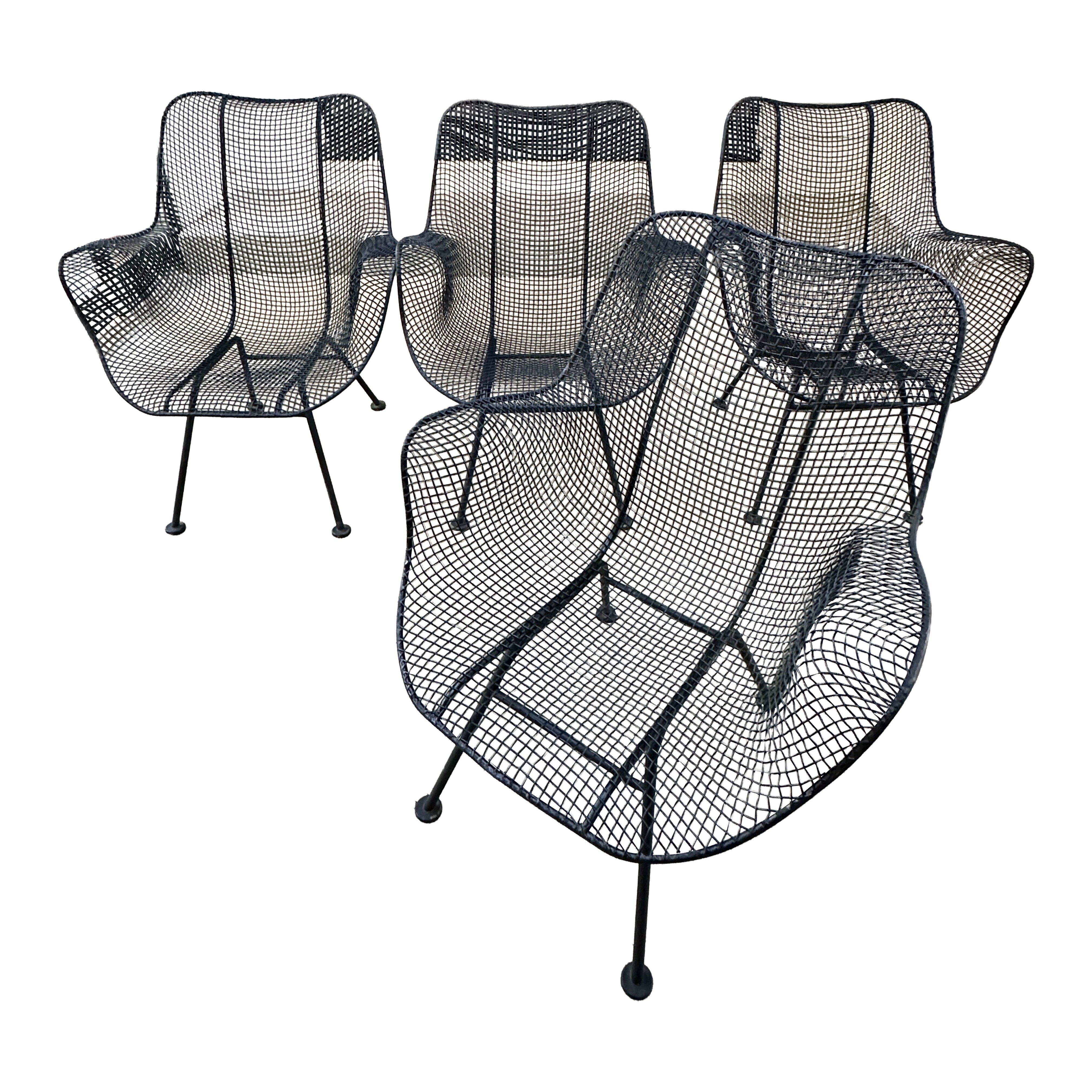 Mid-Century Modern Woodard Sculptura Patio Dining Chairs, set of 4 For Sale
