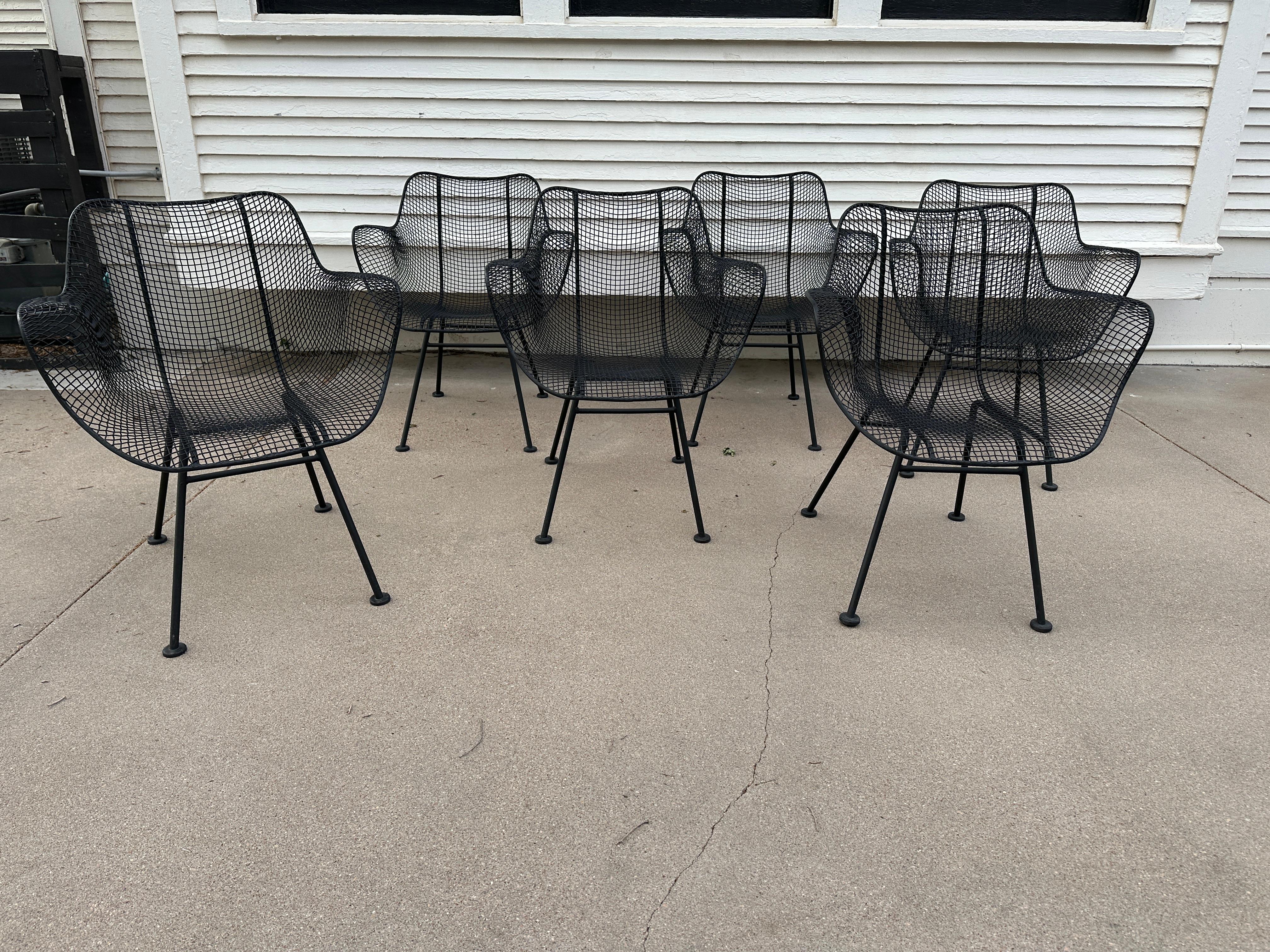 American Mid-Century Modern Woodard Sculptura Patio/Dining Chairs, Set of 6 For Sale