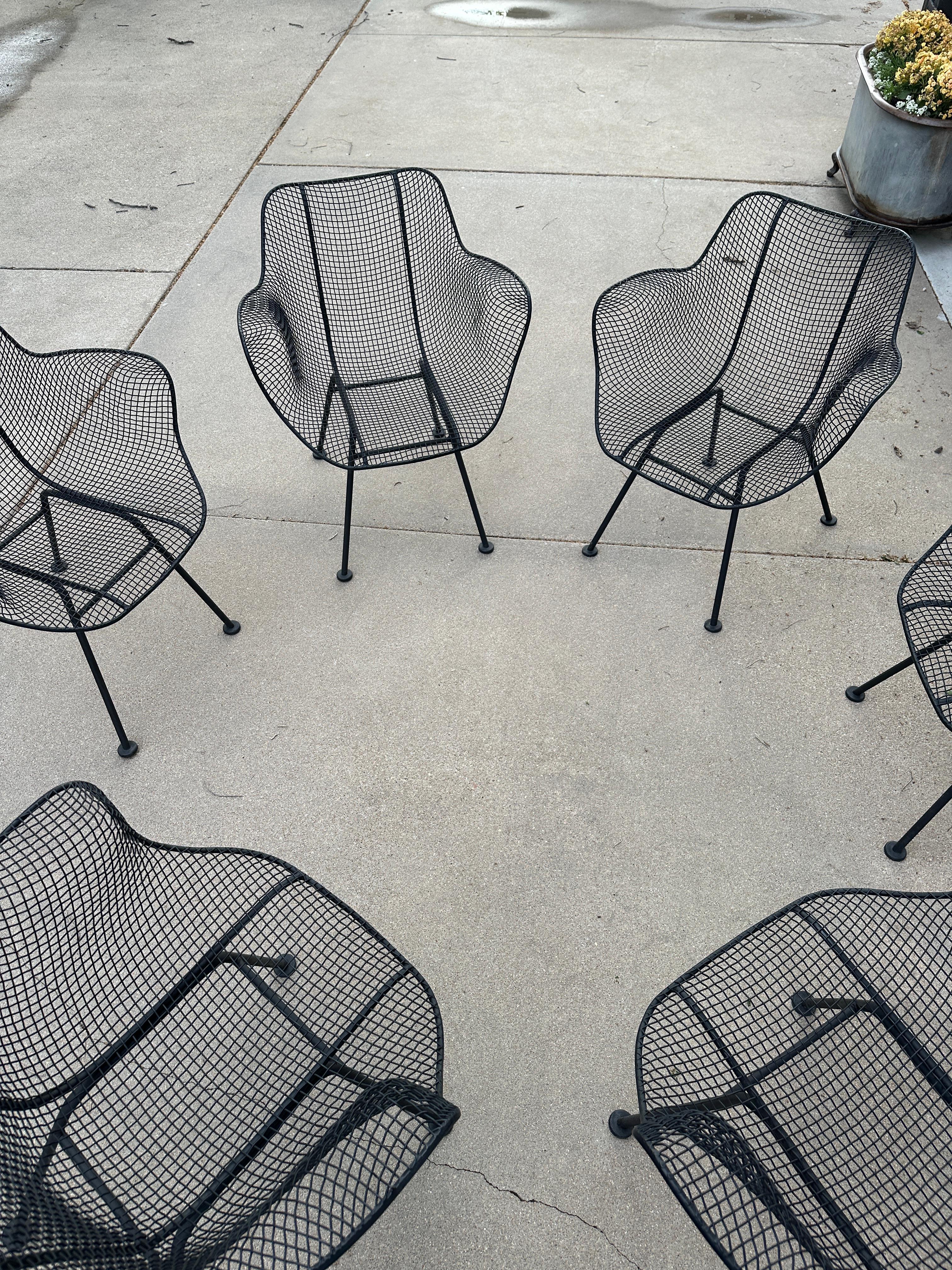 Américain The Moderns Modern Woodard Sculptura Chaises de patio/salle à manger, ensemble de 6 en vente