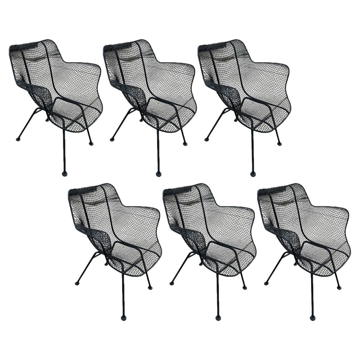 Mid-Century Modern Woodard Sculptura Patio/Dining Chairs, Set of 6 For Sale